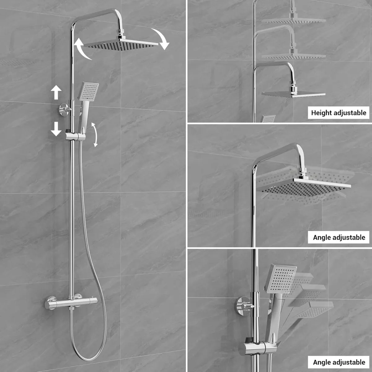 Thermostatic Shower Mixer Set Stainless Steel - Image 3