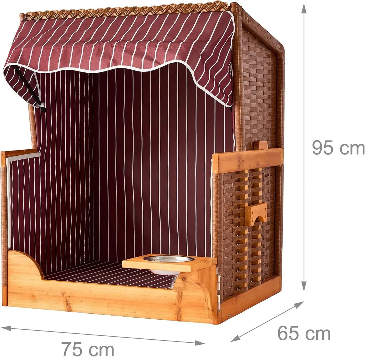 Dog Beach Chair with Rattan Frame Canopy Bowl - Image 4
