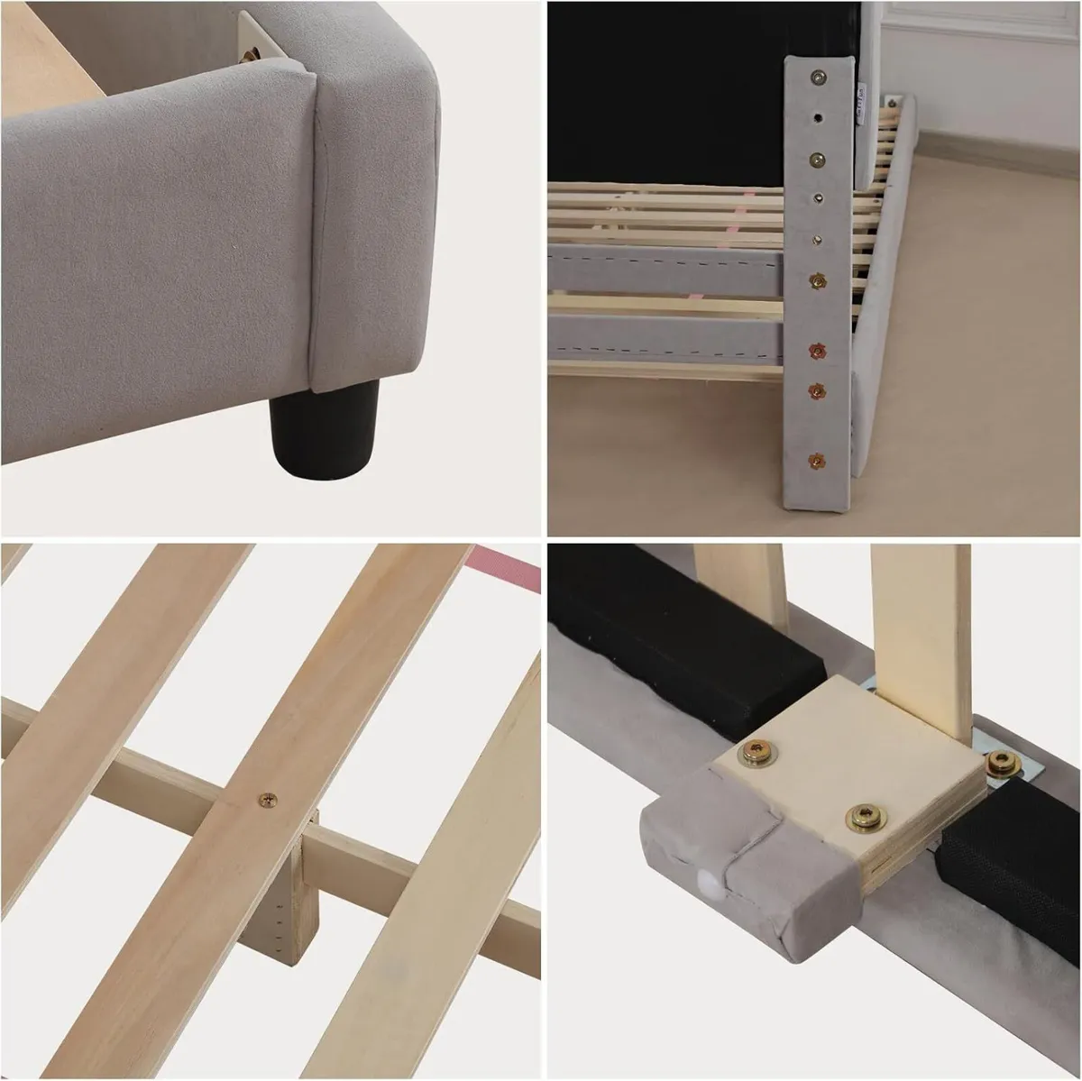 Velvet Wooden Kids Bed Children Frame - Image 4