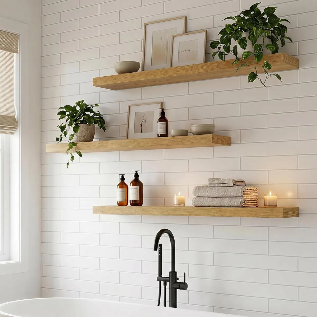 Floating Shelves Oak for Wall with Hidden - Image 2