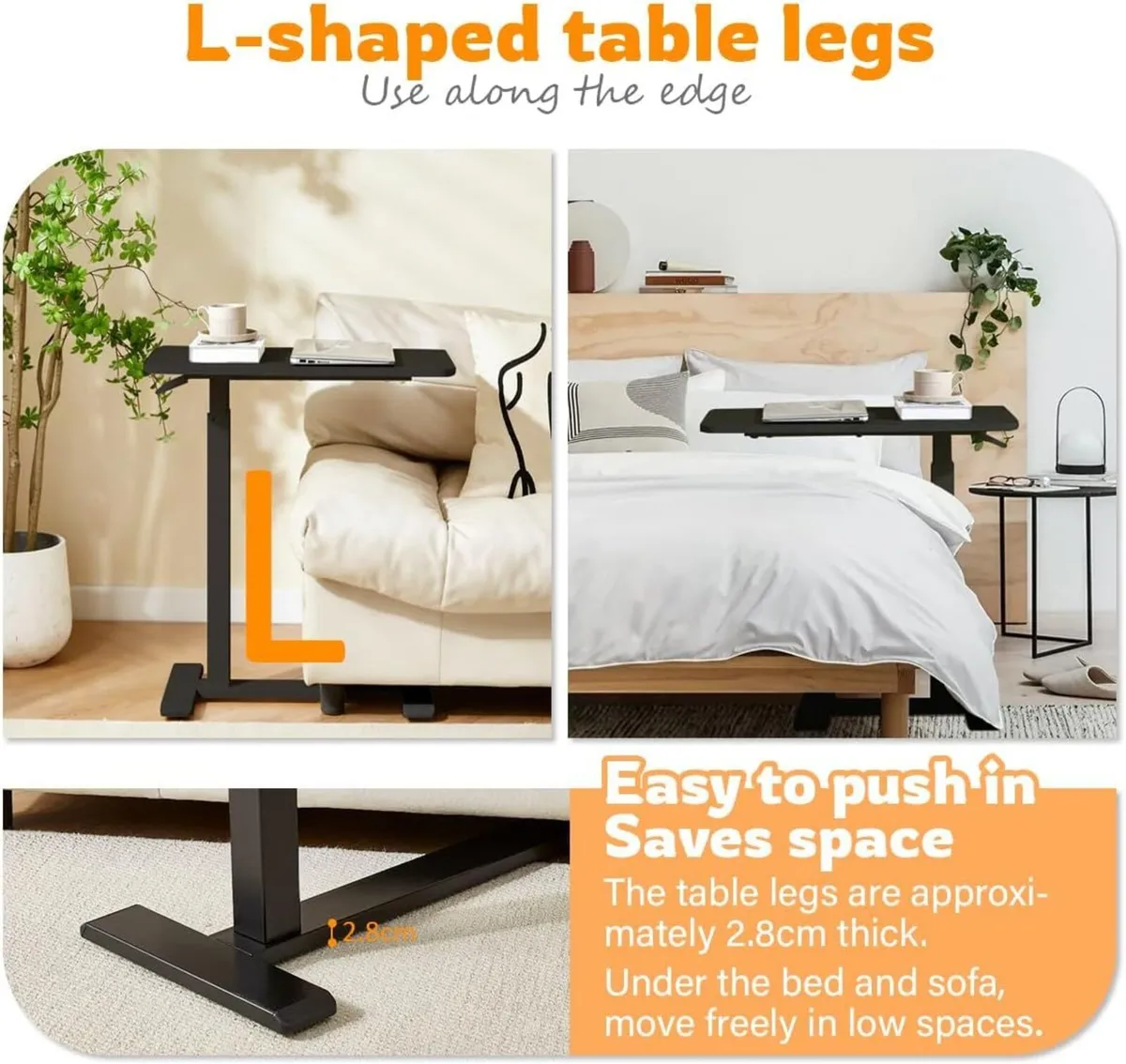 Overbed Table with Wheels Hospital Bed Pneumatic - Image 4