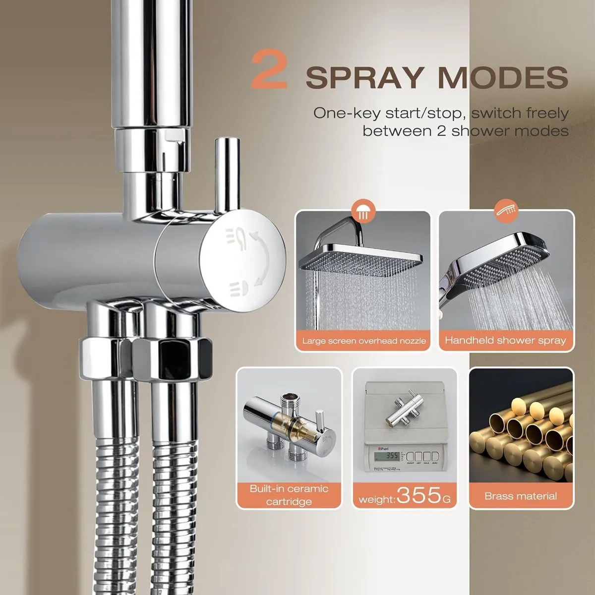 13" Rainfall Shower Set with Adjustable Riser Rail - Image 3