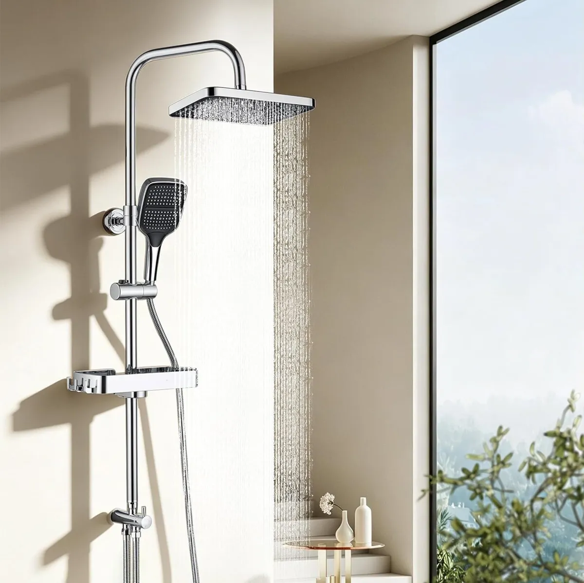 13" Rainfall Shower Set with Adjustable Riser Rail - Image 1