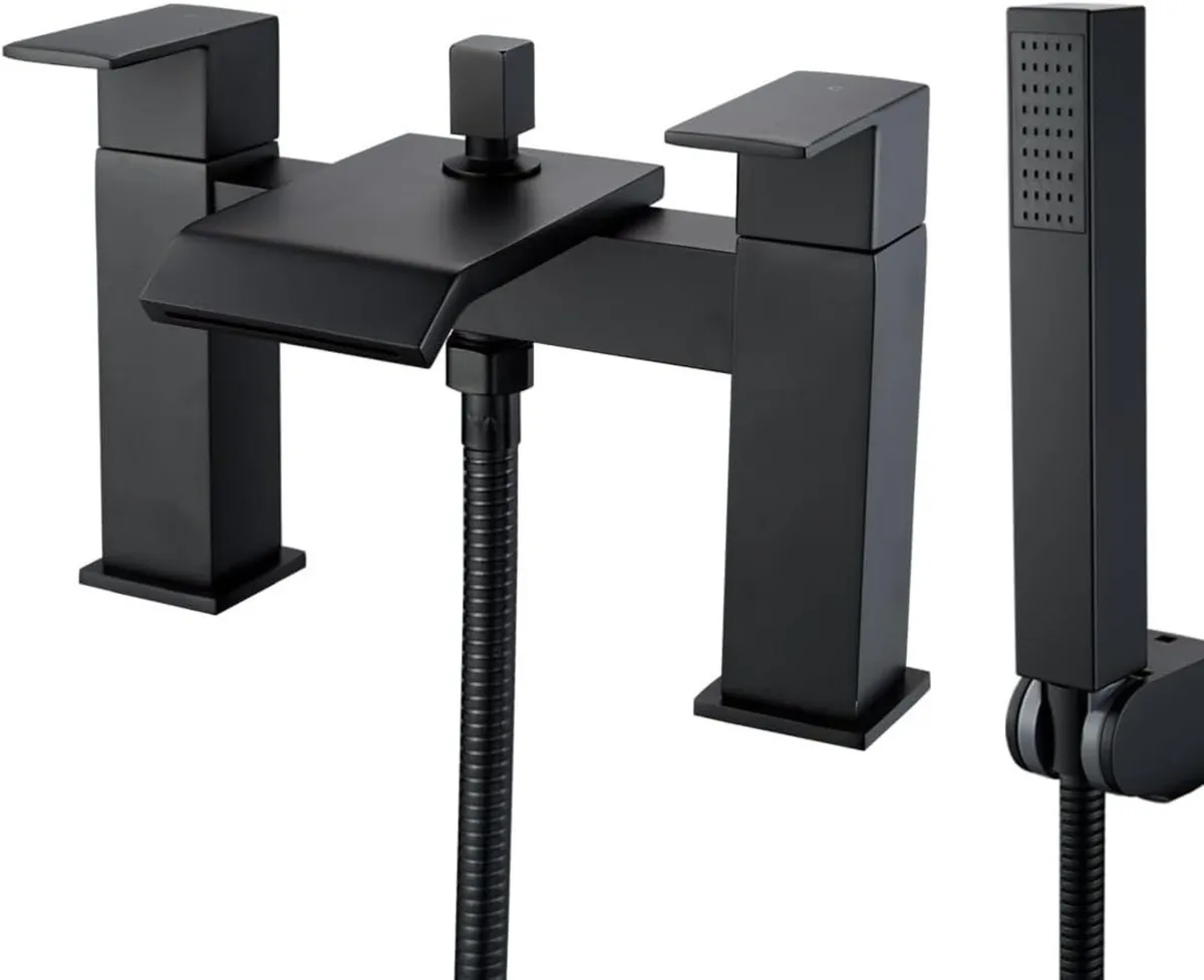 Waterfall Bath Mixer Tap Bathroom Square Monobloc - Image 1