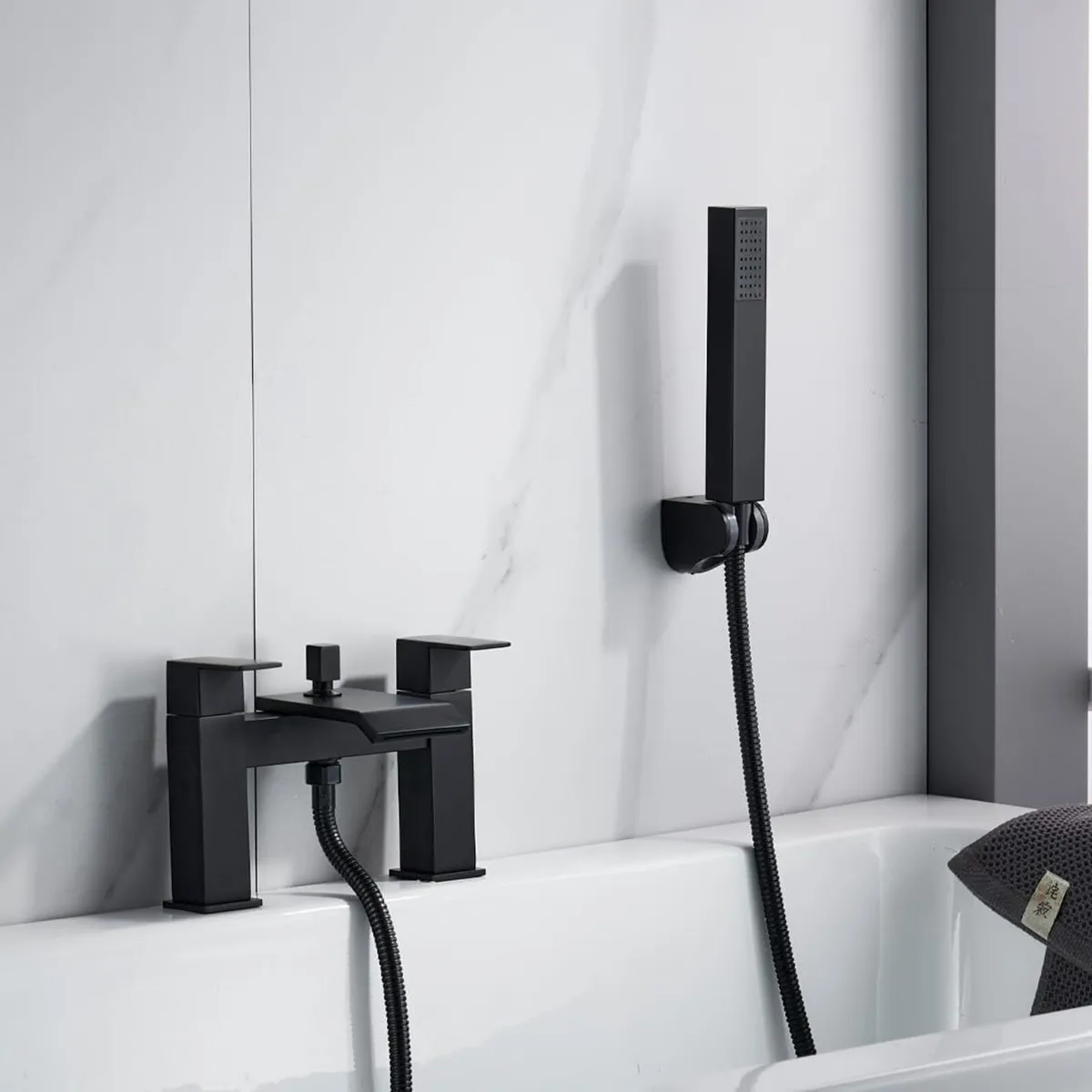 Waterfall Bath Mixer Tap Bathroom Square Monobloc - Image 2