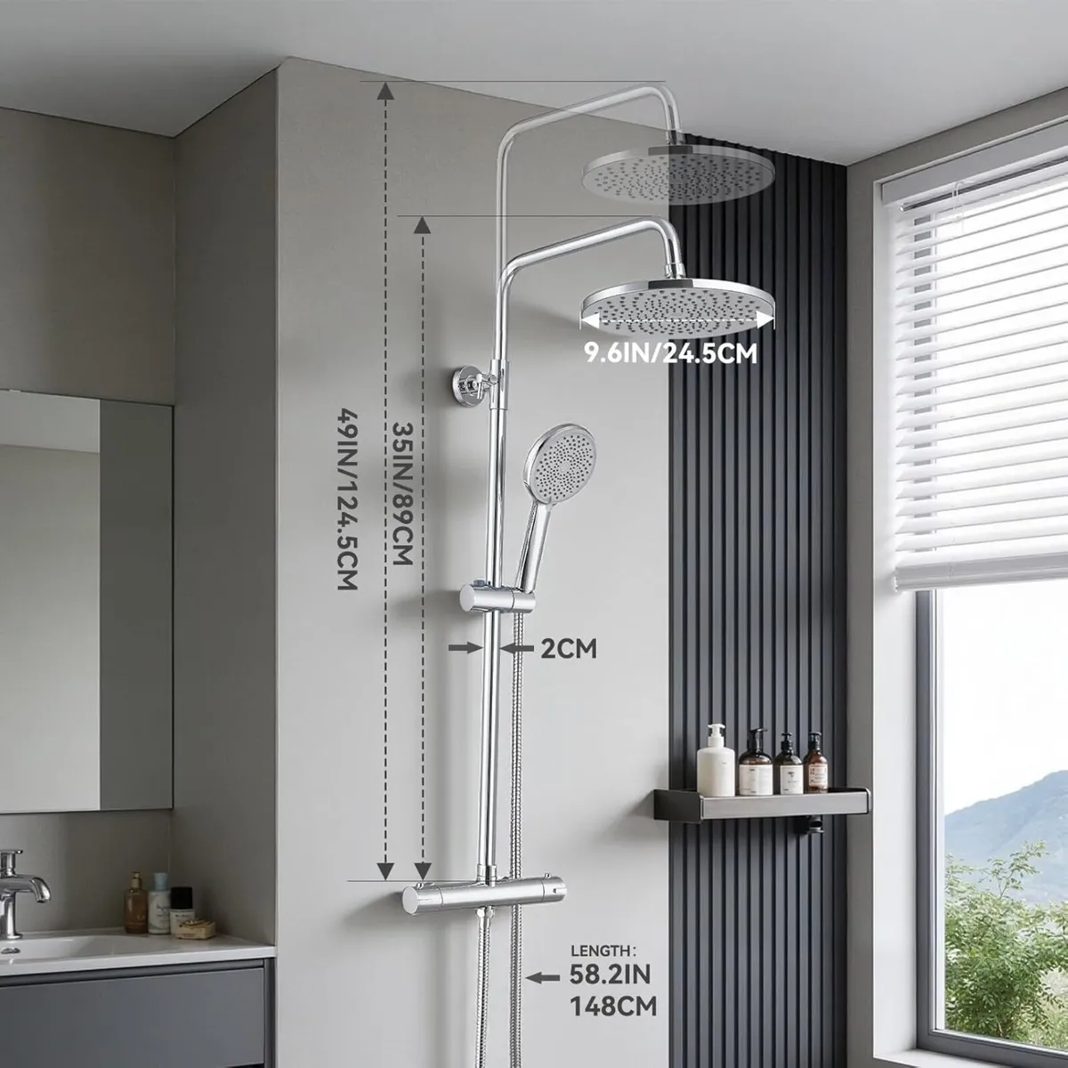 Thermostatic Shower Mixer Set 5 Jet Types Hand - Image 4