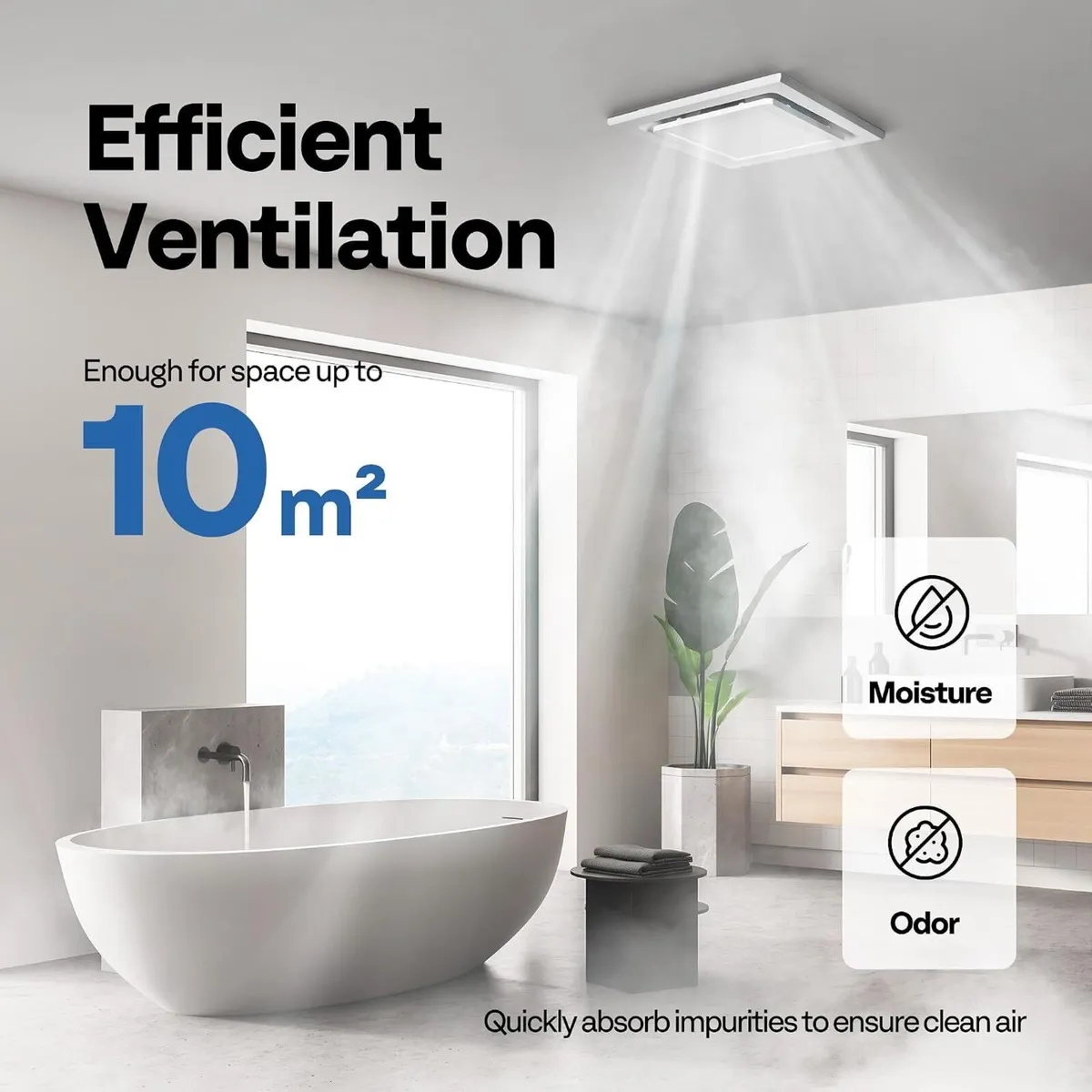 Bathroom Extractor Fan with Light 280m³ H 300MM - Image 3