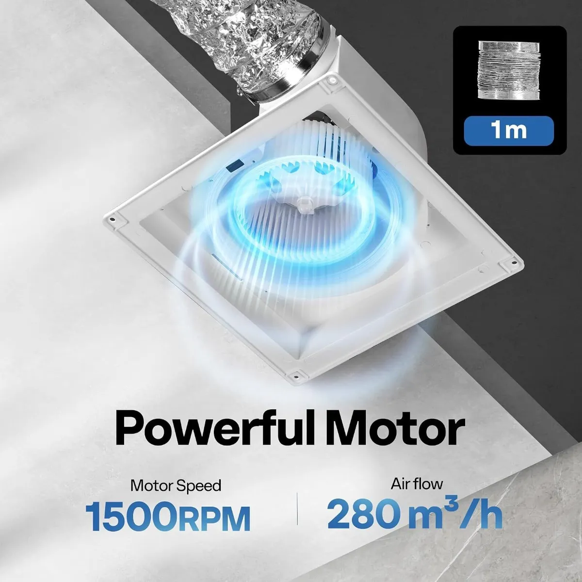 Bathroom Extractor Fan with Light 280m³ H 300MM - Image 4