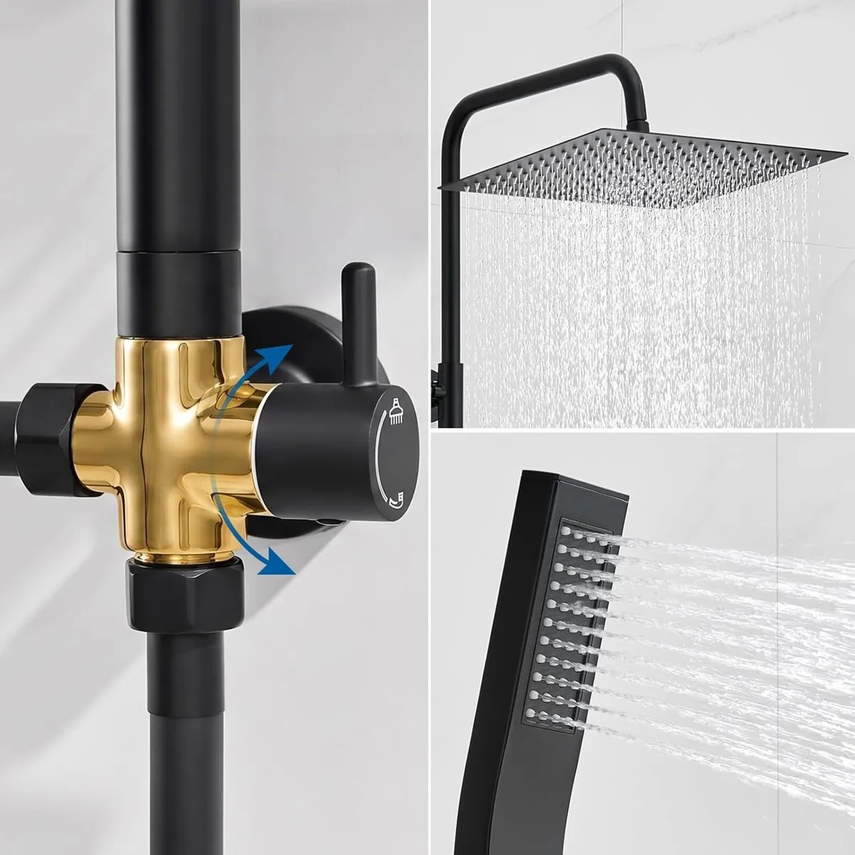 Adjustable Shower Riser Rail Kit with 12" Square - Image 4