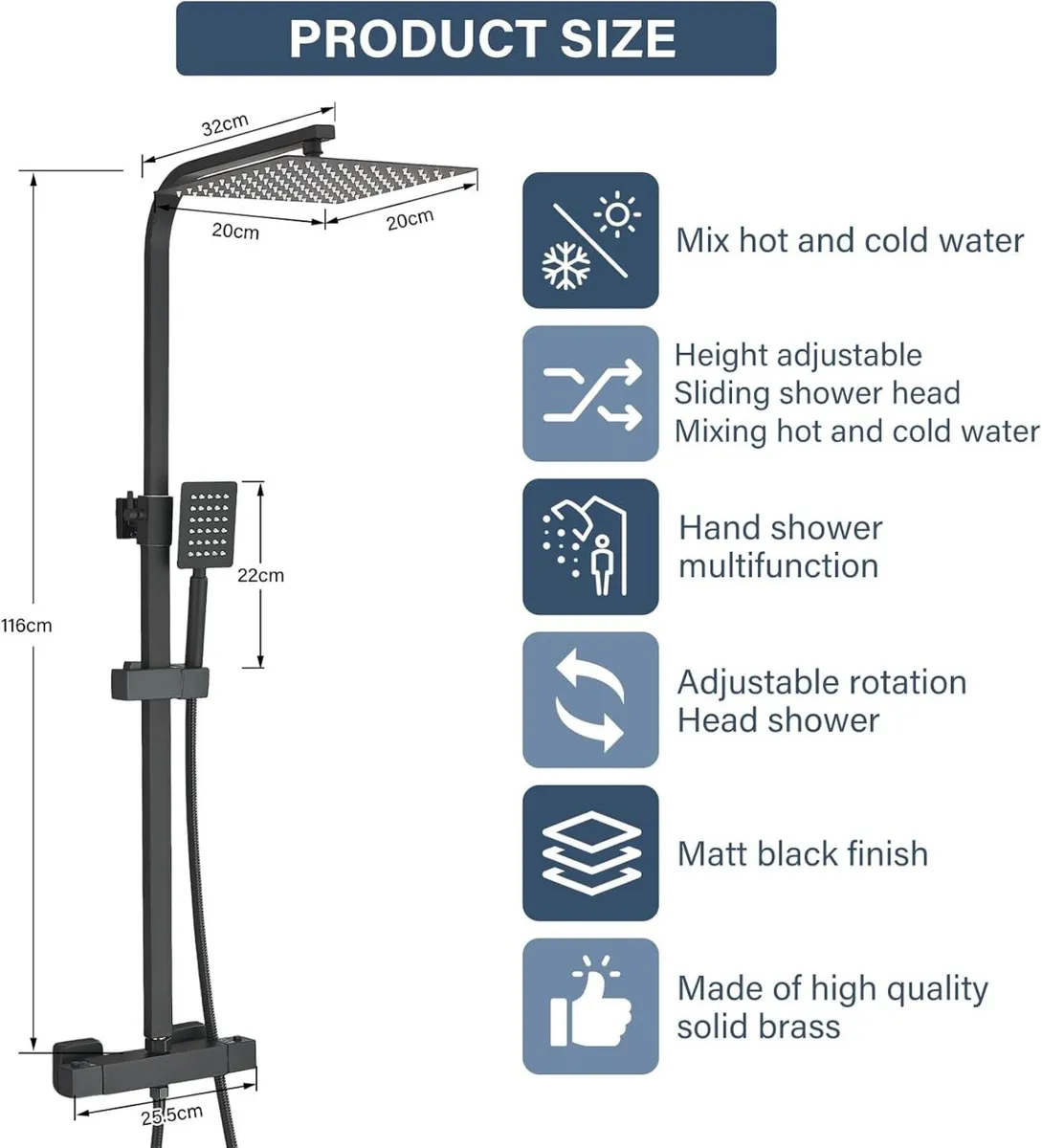 Bathroom Thermostatic Shower Mixer Set and - Image 2