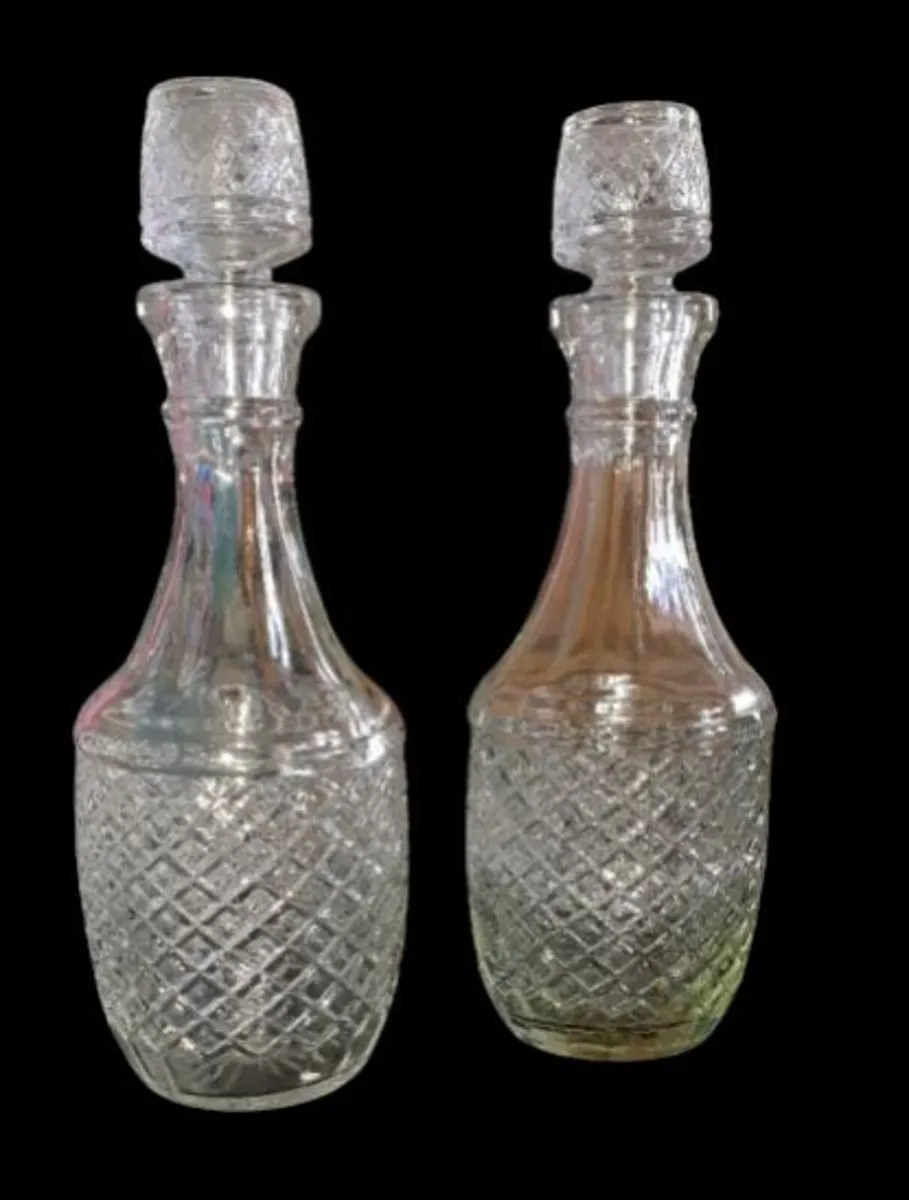 Pristine Pair of Vintage Glass Decanters - Image 1