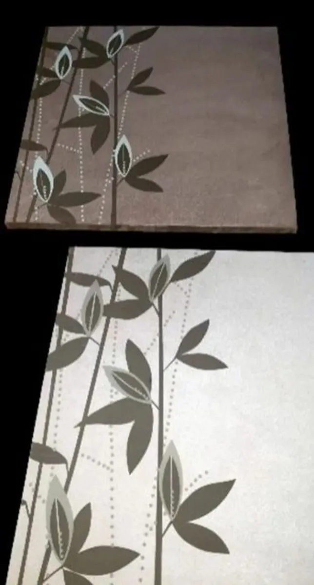 Pair of Large Suede-Effect Bamboo Wall Art Prints - Image 2