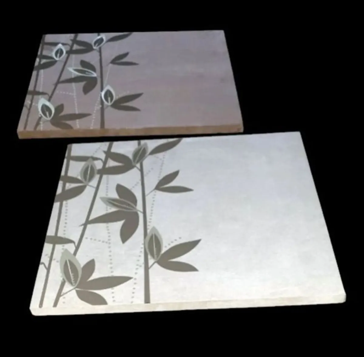 Pair of Large Suede-Effect Bamboo Wall Art Prints - Image 3
