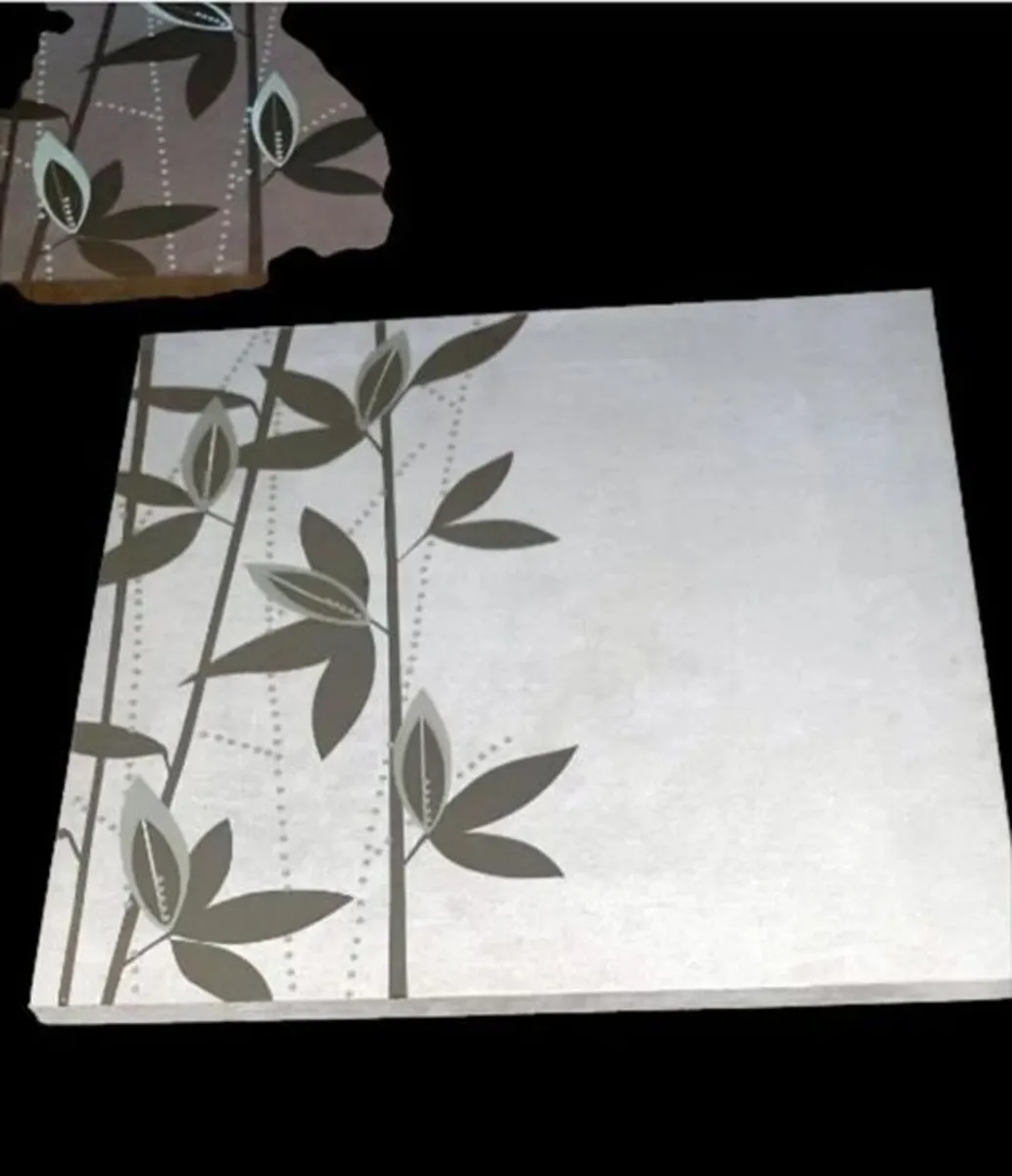 Pair of Large Suede-Effect Bamboo Wall Art Prints - Image 4