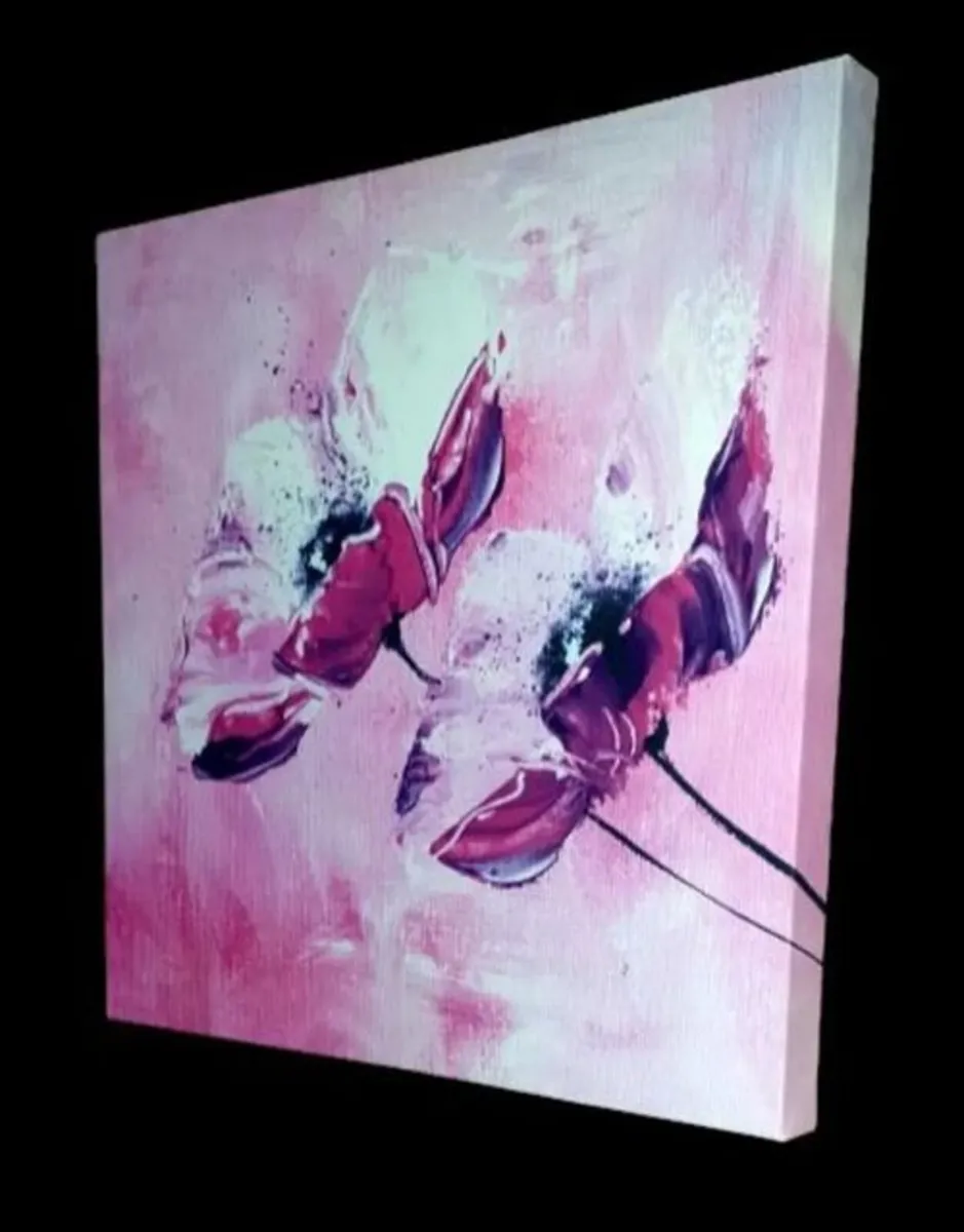 Brand New Abstract Pink Floral Canvas Art - Image 2