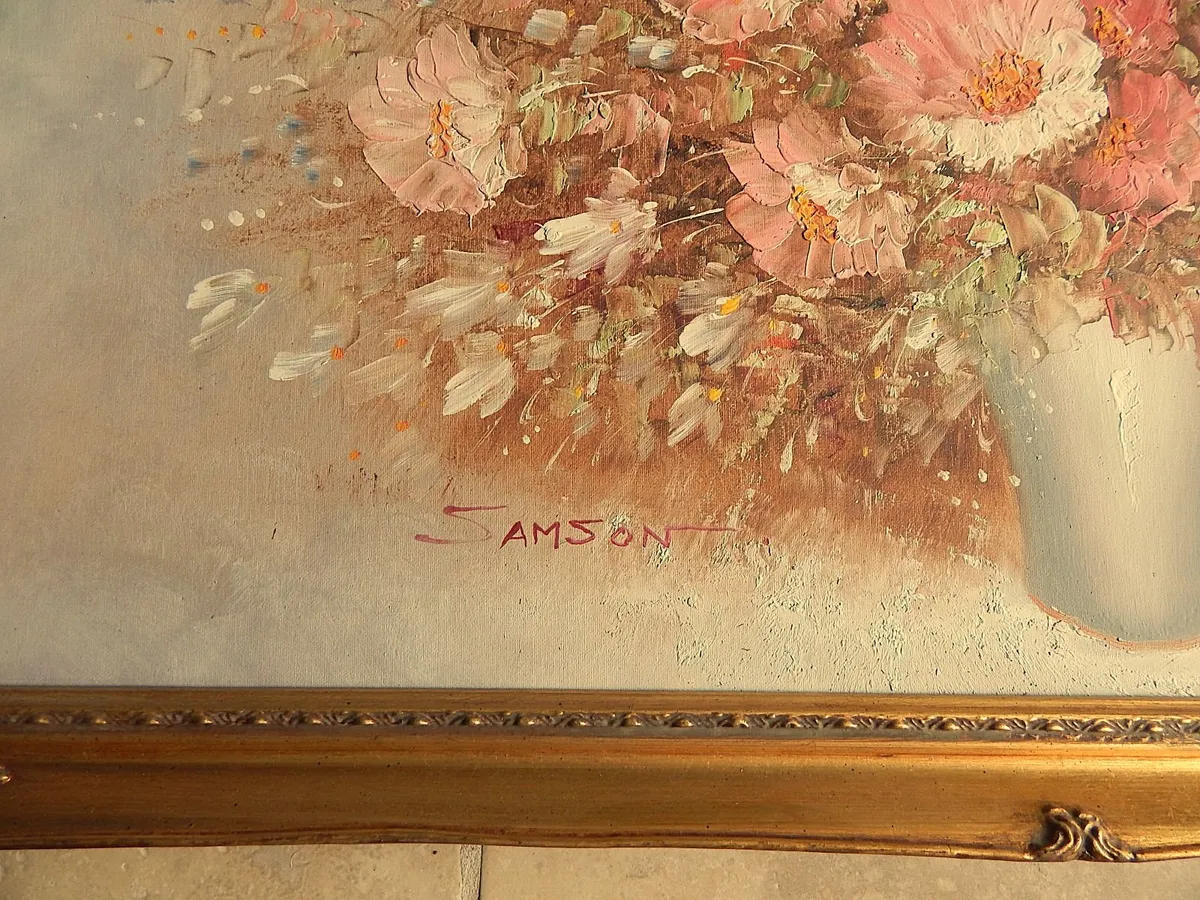 Large Signed Oil on Board in Ornate Wood Frame - Image 2