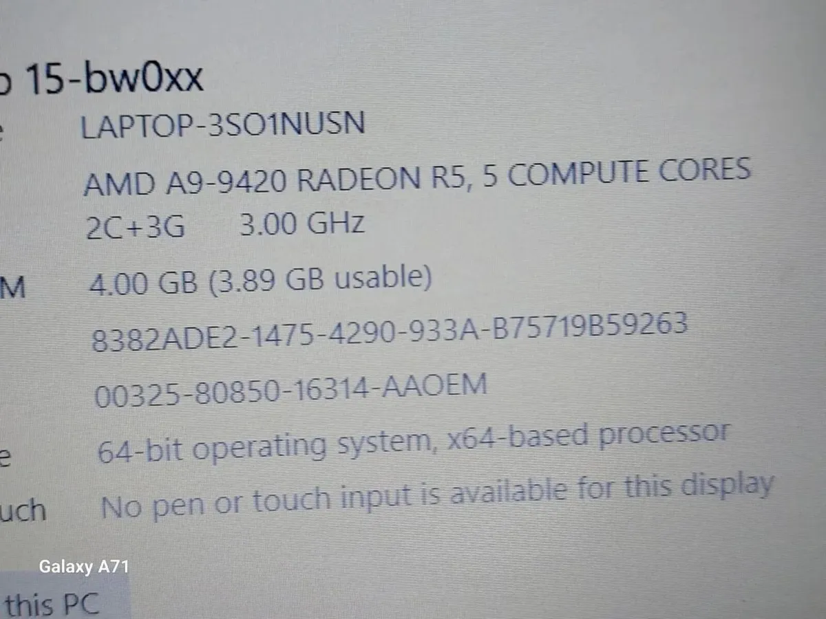 HP 15.6 inch Laptop, Model 15-db0521sa, 4GB Ram, w - Image 4