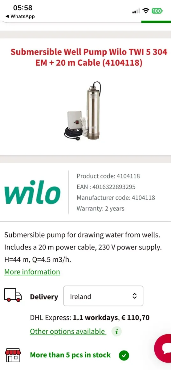 Wilo well pump