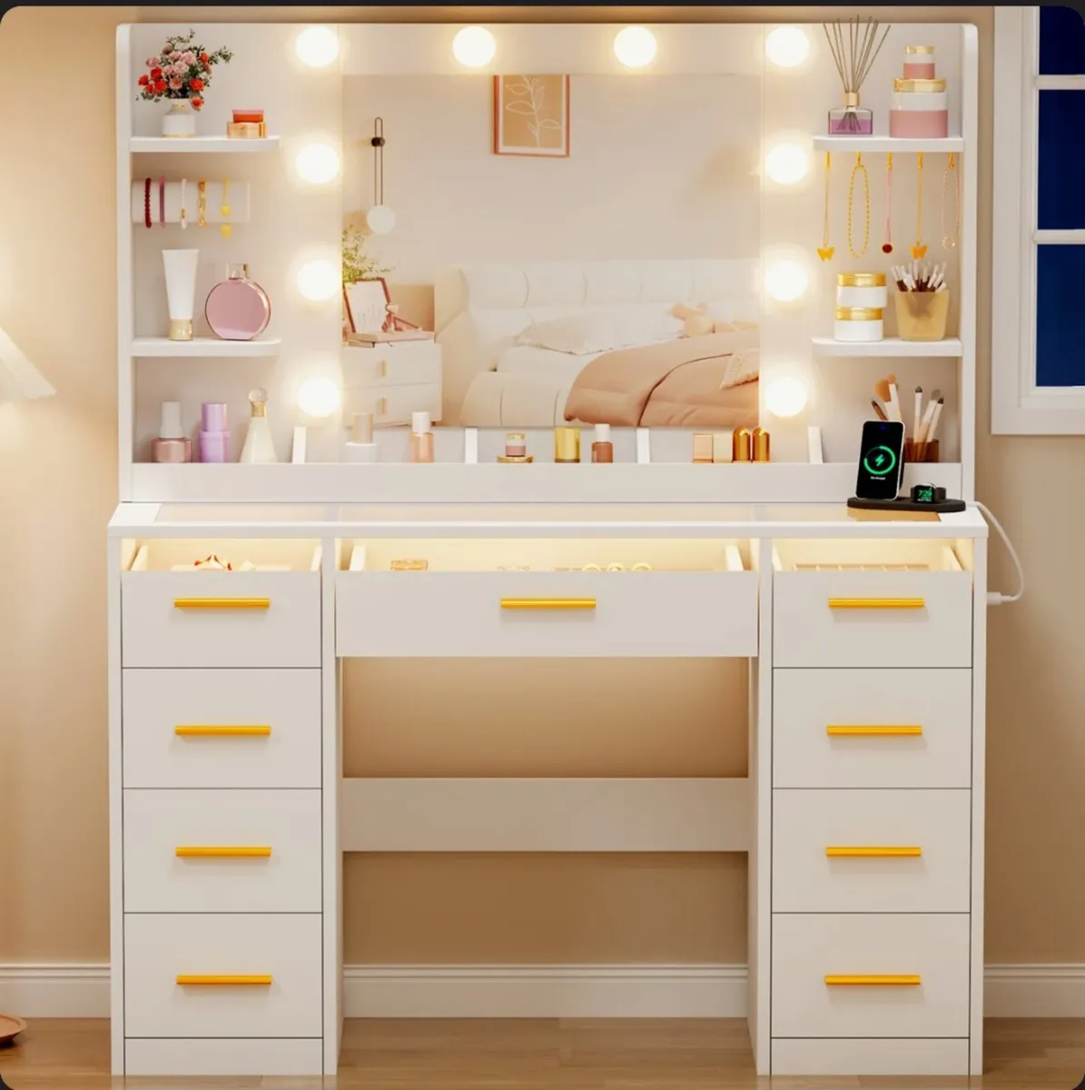 New Vanity Table with LED Mirror RGB lights - Image 3
