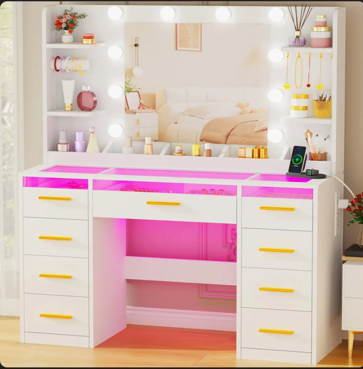 New Vanity Table with LED Mirror RGB lights - Image 1