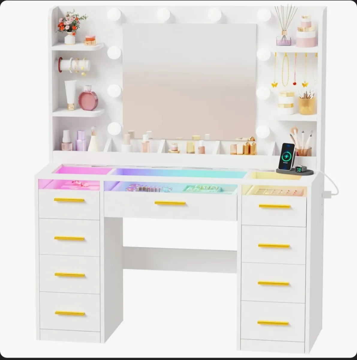 New Vanity Table with LED Mirror RGB lights - Image 2