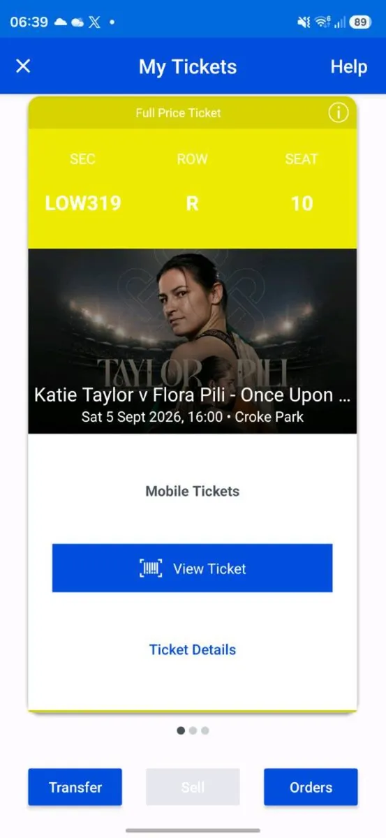 3x Katie Taylor V Flora Pili tickets - Image 1