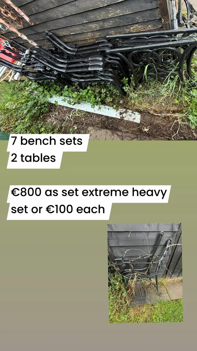 cast iron bench and table sets - Image 2
