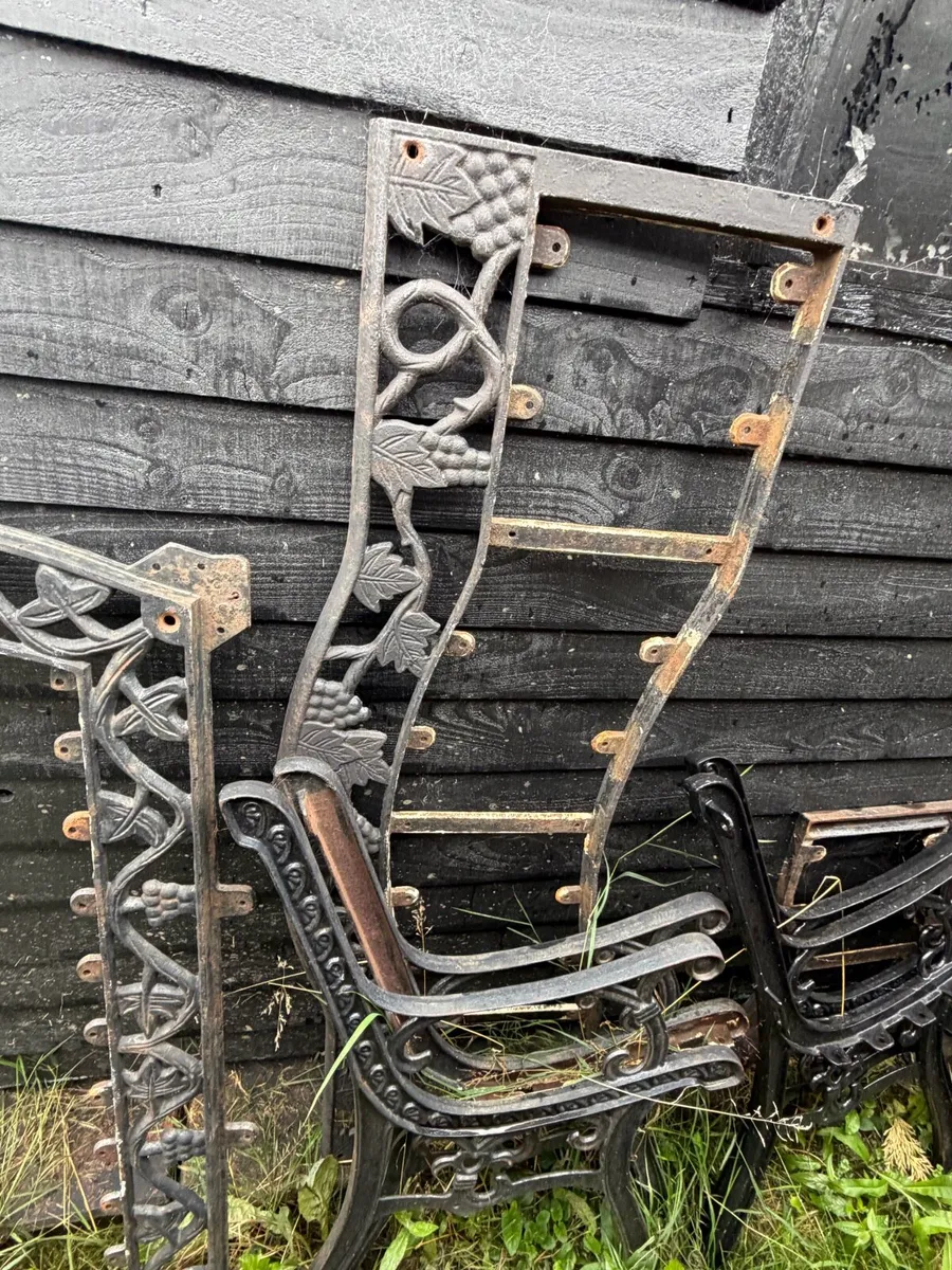 grape cast iron bench and chair/ table sets - Image 4