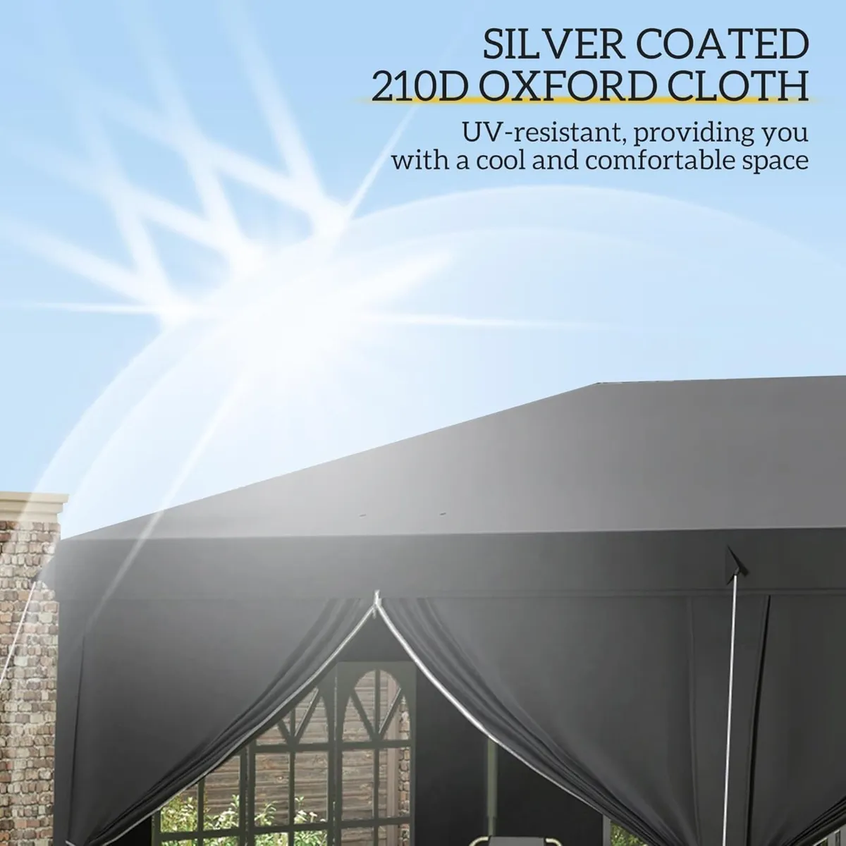 3x6m Pop-Up Gazebo with Adjustable Height – Black - Image 4