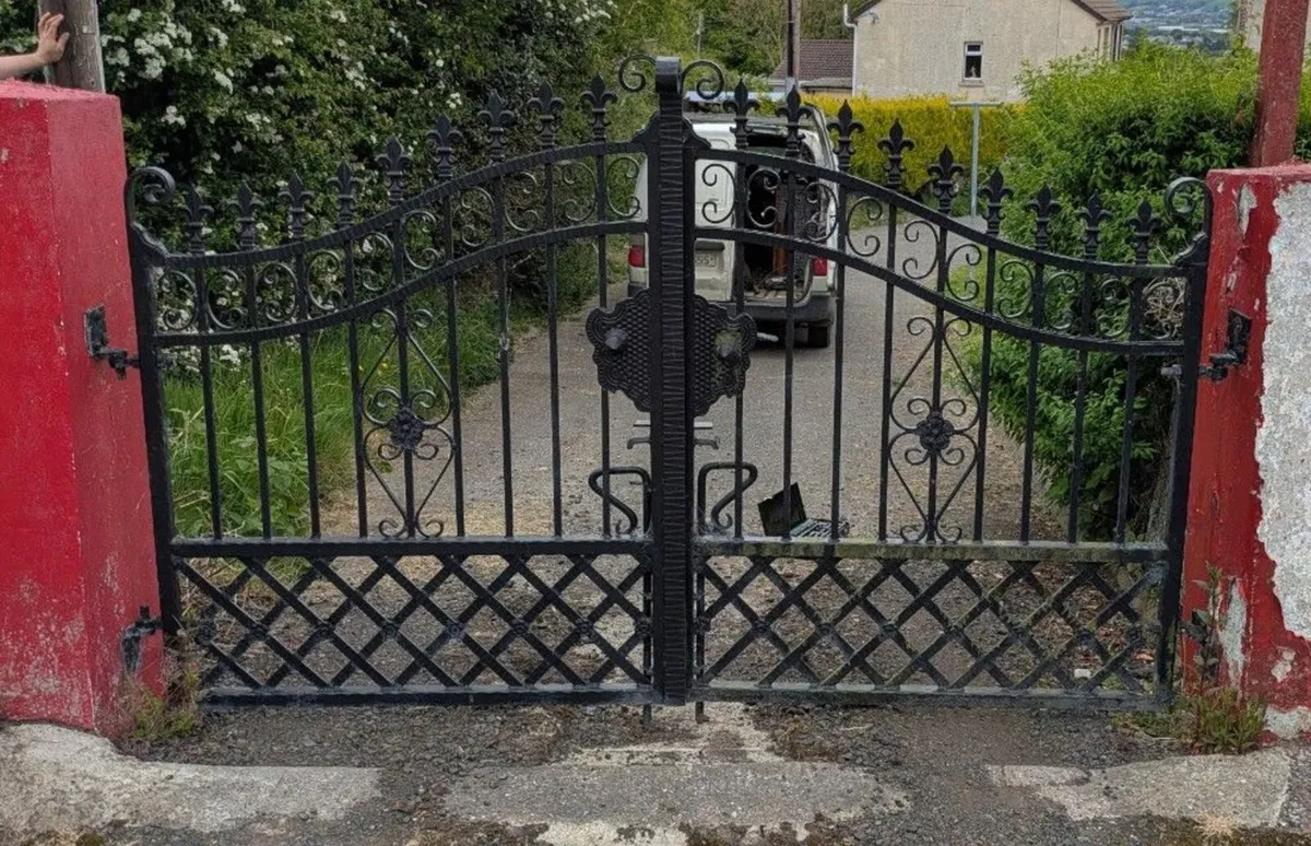 Heavy duty wrought iron gates 8'6" opening