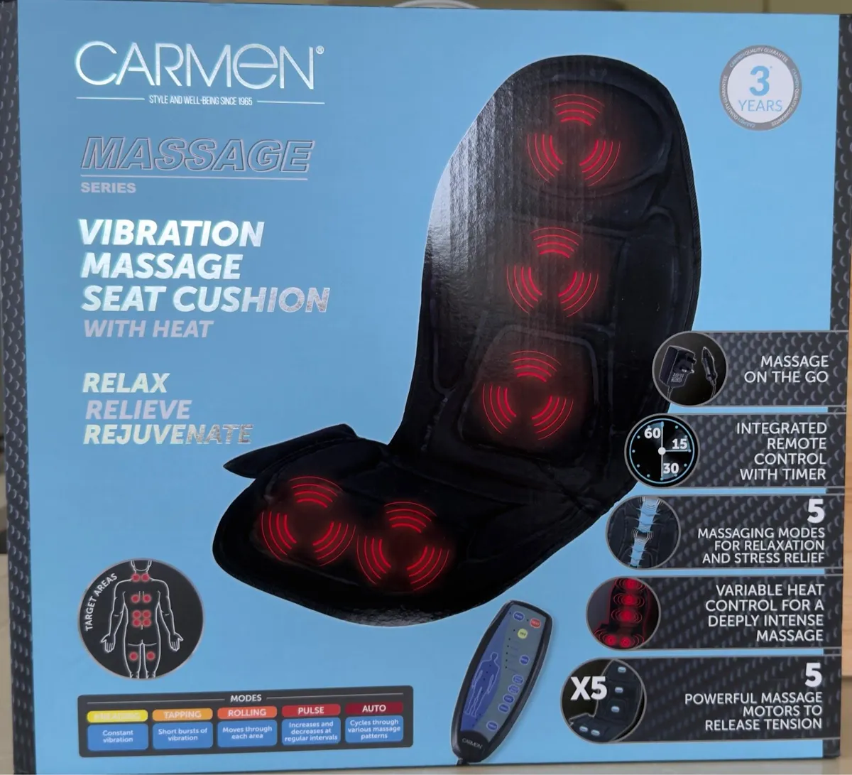 Carmen massage seat cushion with heat - Image 1