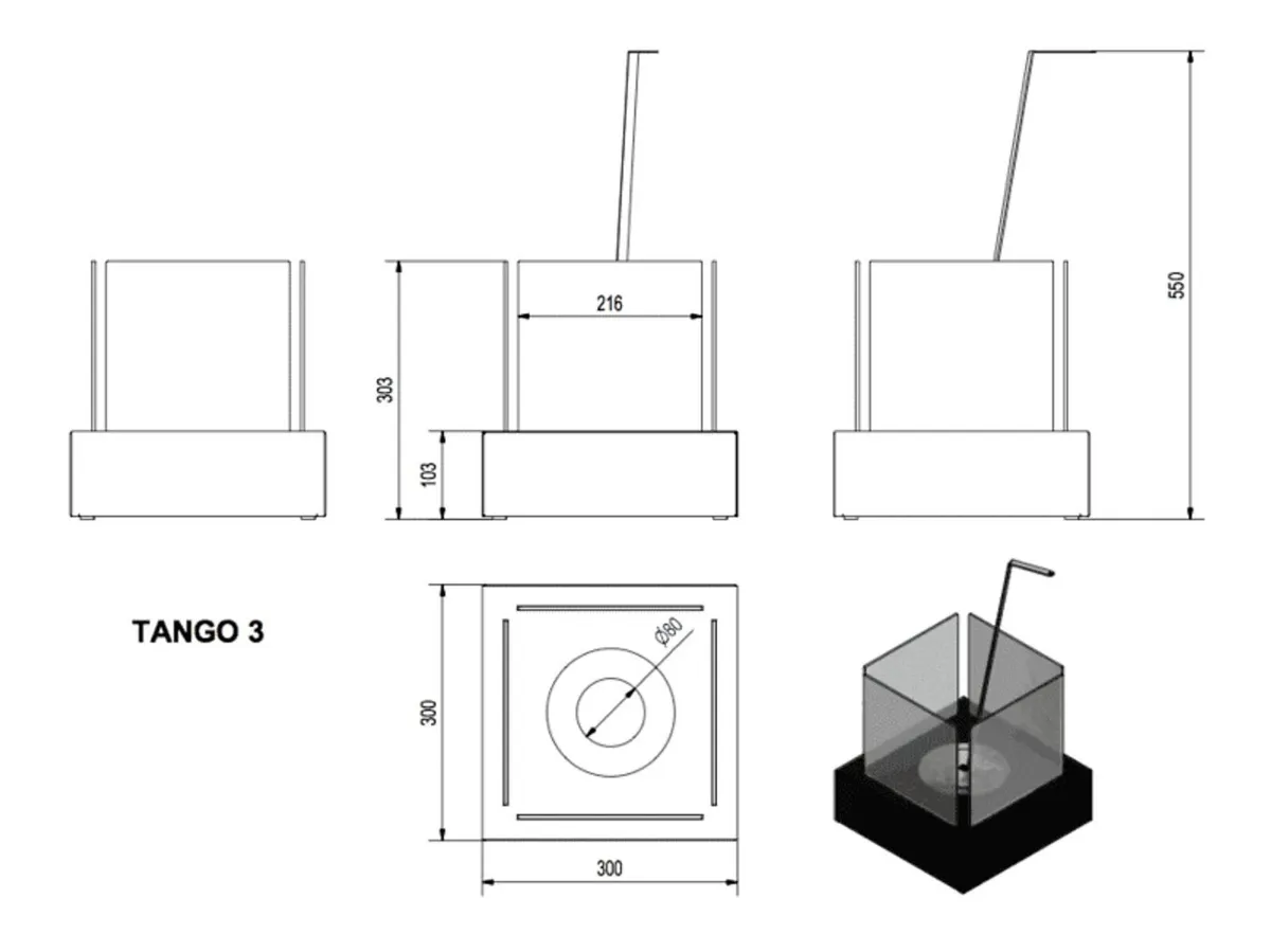 Bio Fireplace Tango 3 Black - Image 2