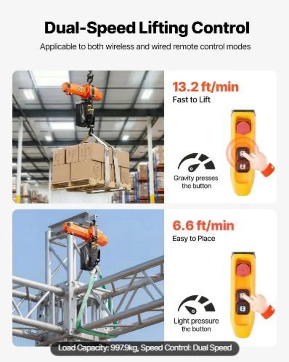 1000 kg Electric Chain Hoist, 6 m Lifting - Image 3