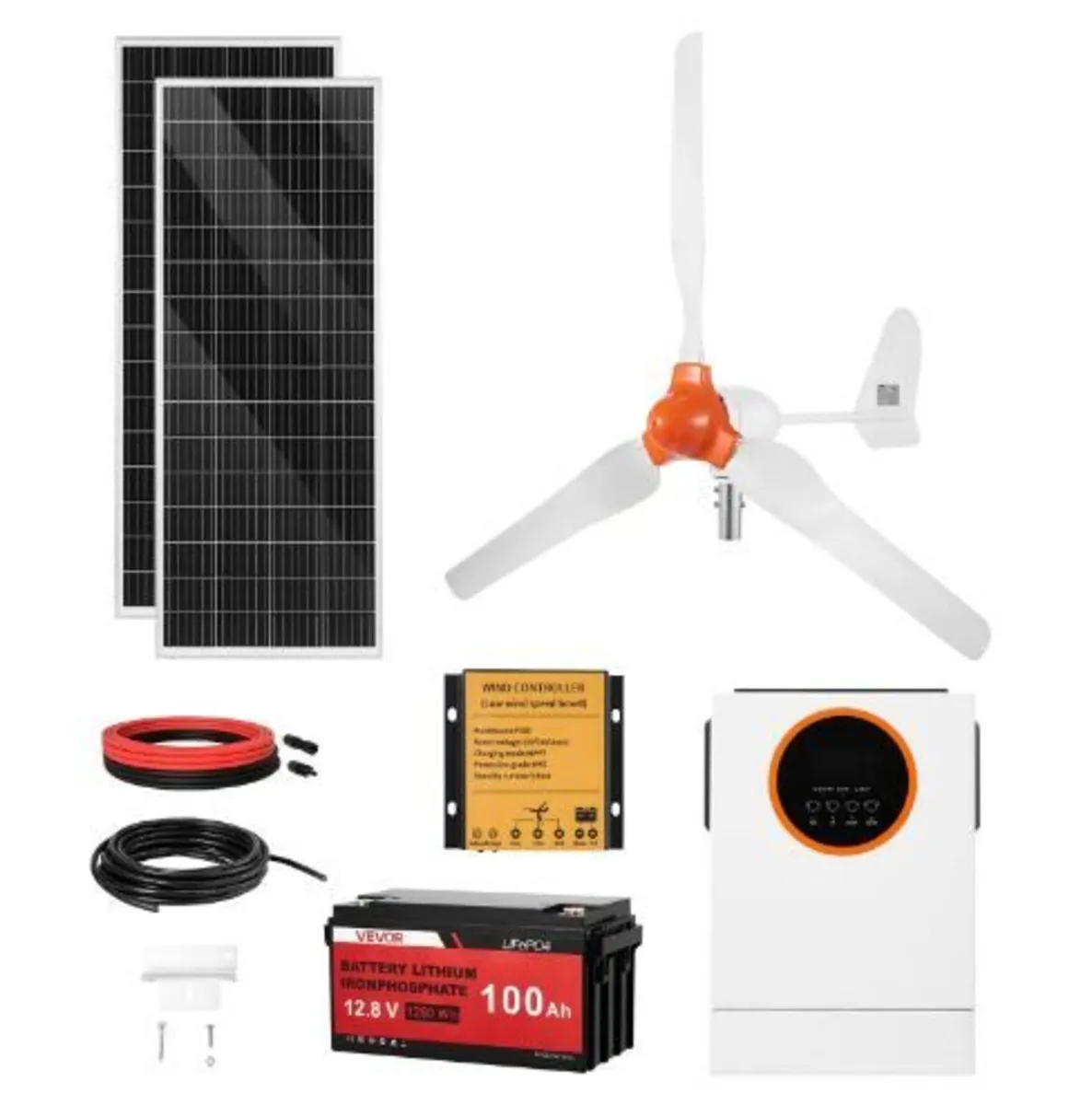 12V 600W Solar Wind Power Kit, 2PCS 100W - Image 4