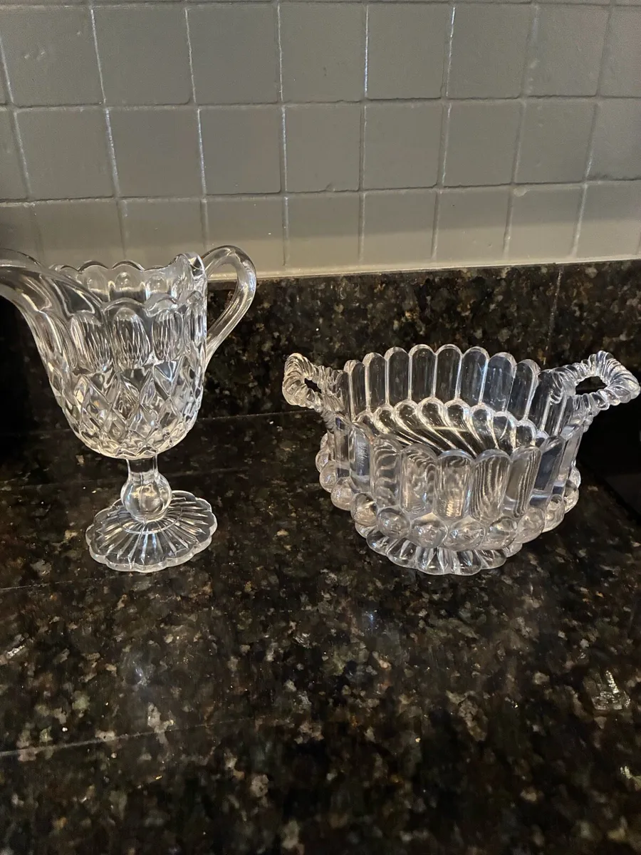 Vintage Crystal Milk & Sugar Bowls - Image 1