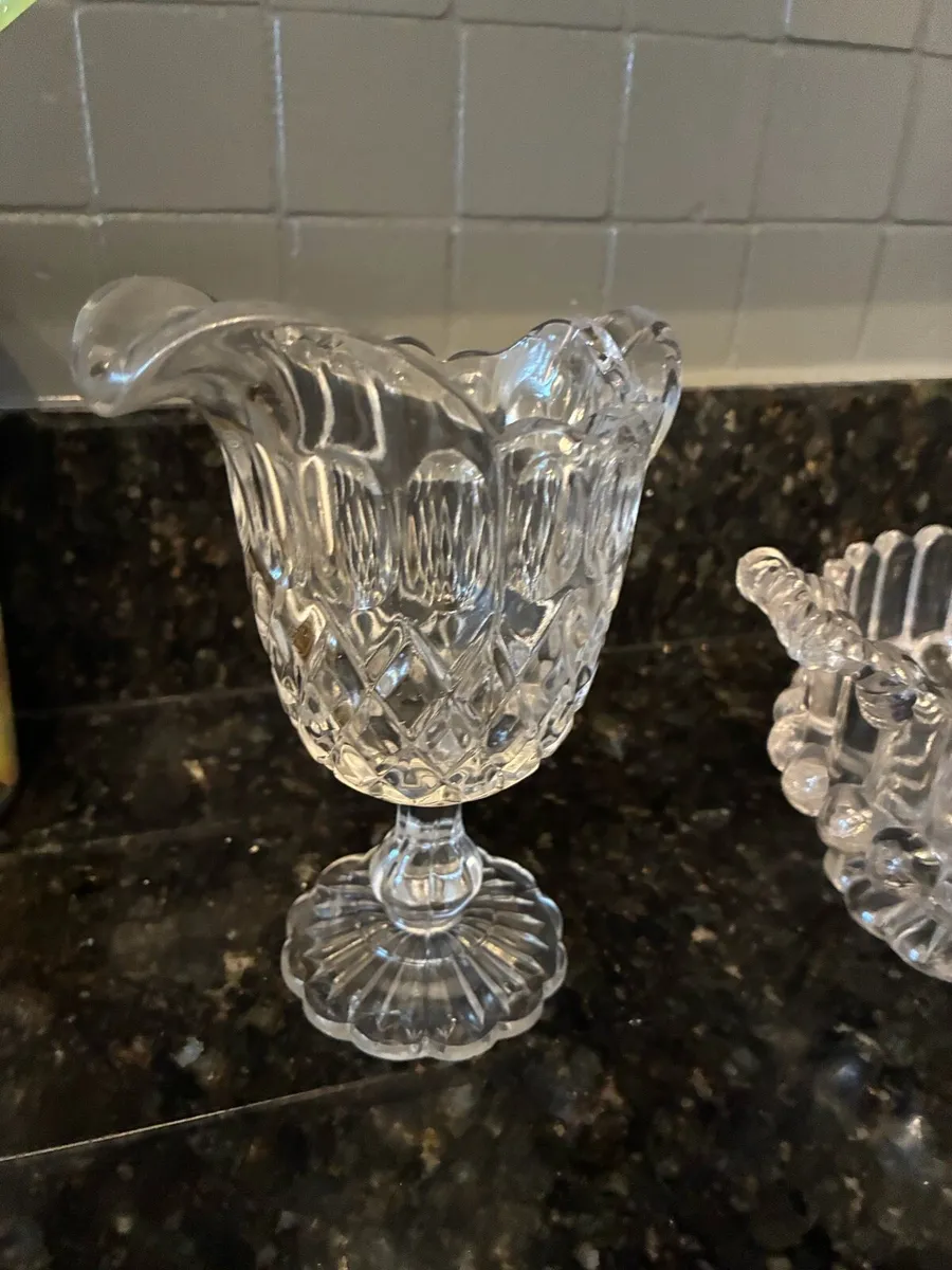 Vintage Crystal Milk & Sugar Bowls - Image 2