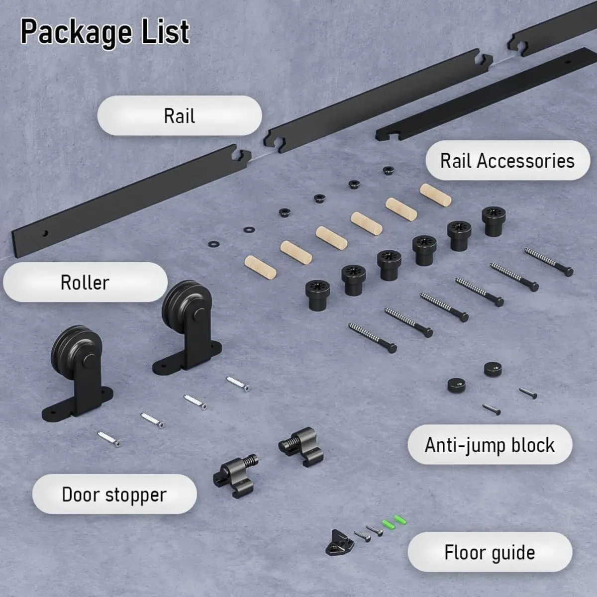 Barn Door Sliding Track Kit 167cm (5.5FT) - Image 3