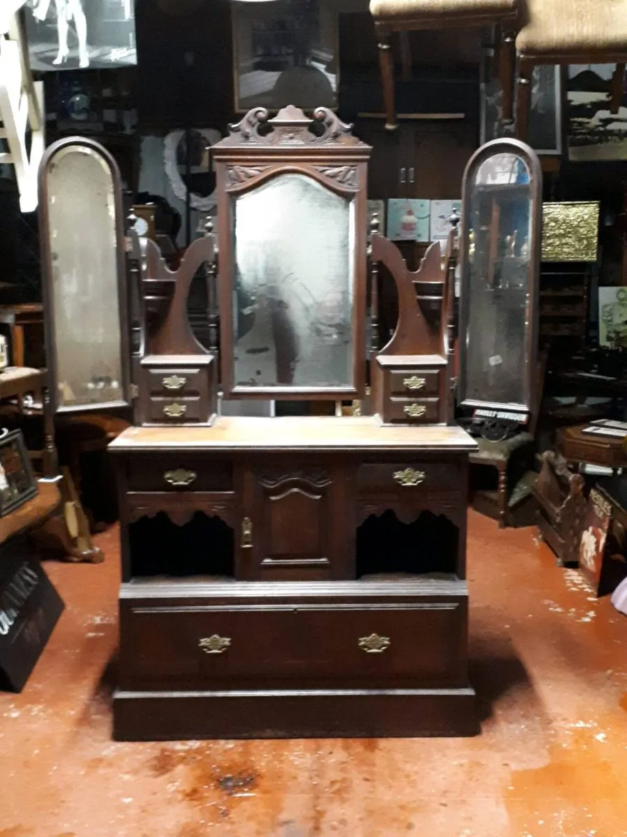 Victorian Triple Mirror Dressing Table - Image 2