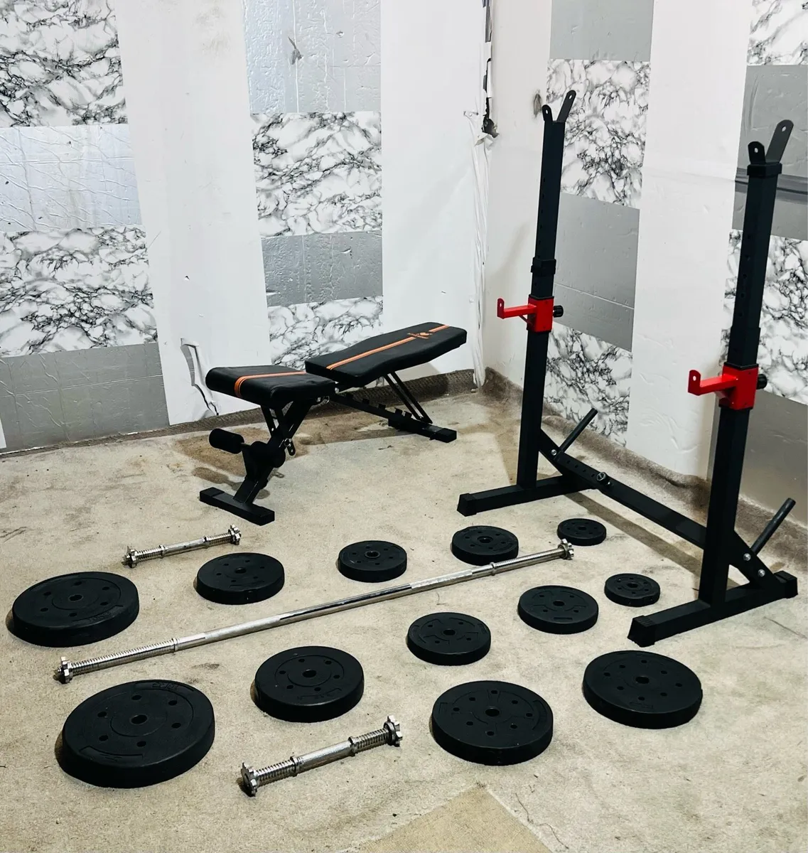 PERFECT WORKOUT SET WEIGHTS RACK BENCH BARS +++ - Image 1