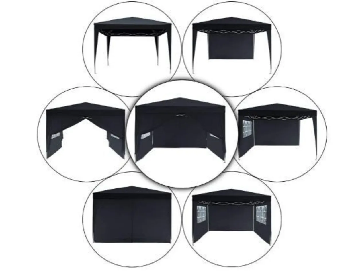 3x3m Folding Waterproof Gazebo with Side Panels - Image 4