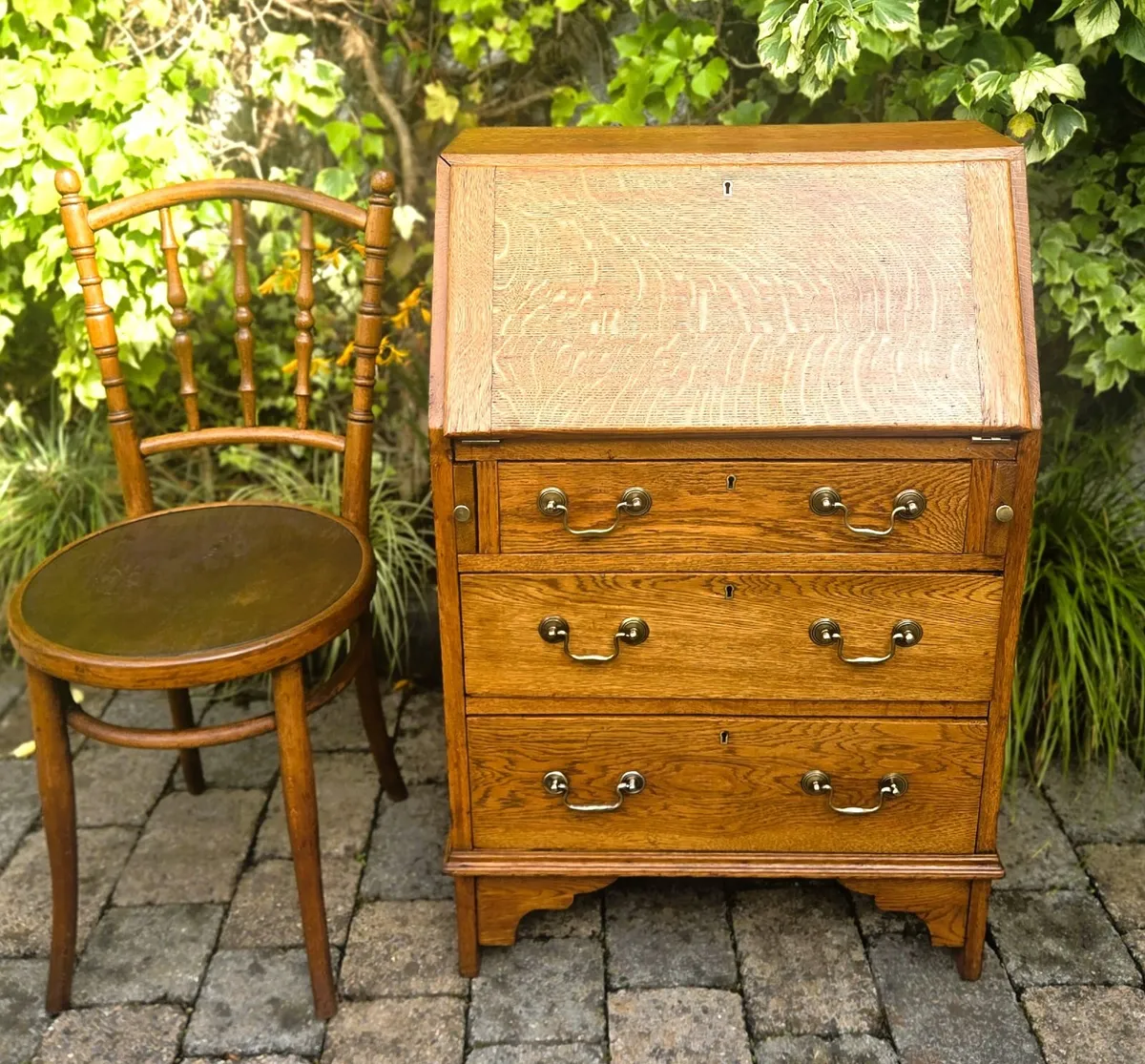 Antique Oak Bureau Desk- Circa 1920's - Image 4