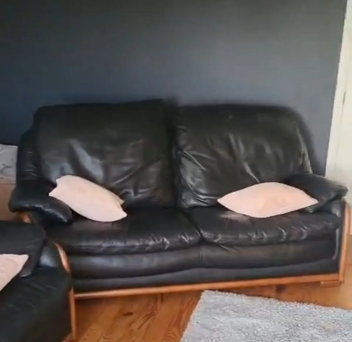 Black leather sofa - 3+2+1 seater - Image 1