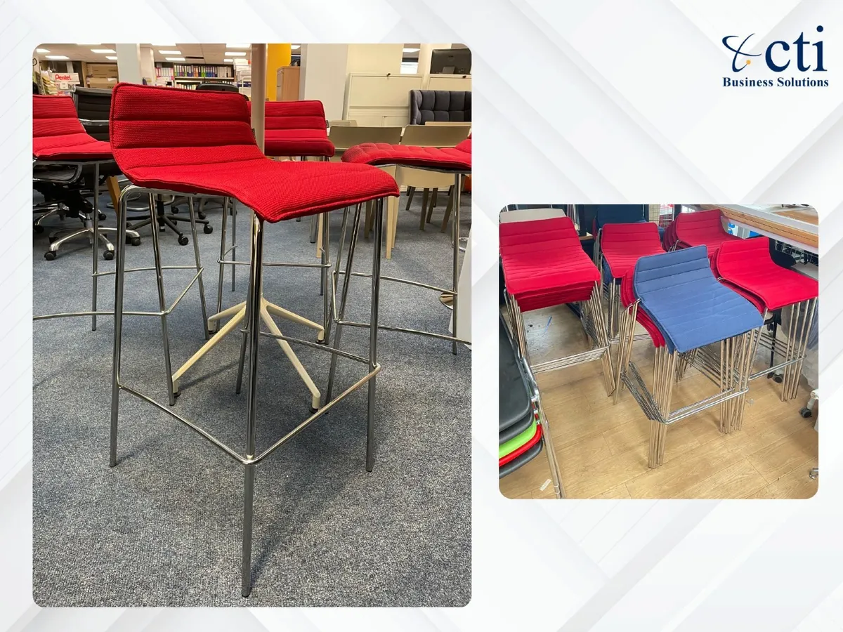 28 X Red/Blue "Pledge" Office High Stools- Grade A - Image 1