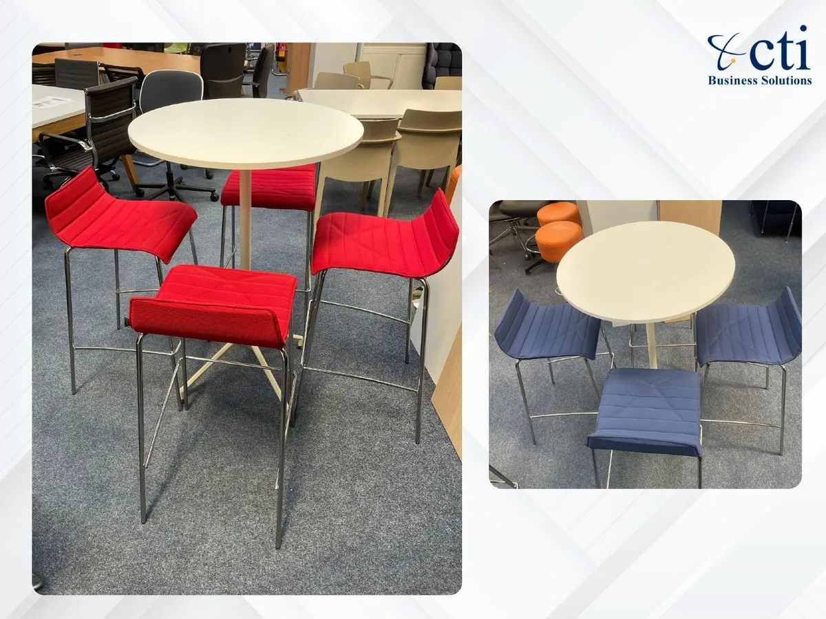 28 X Red/Blue "Pledge" Office High Stools- Grade A - Image 2