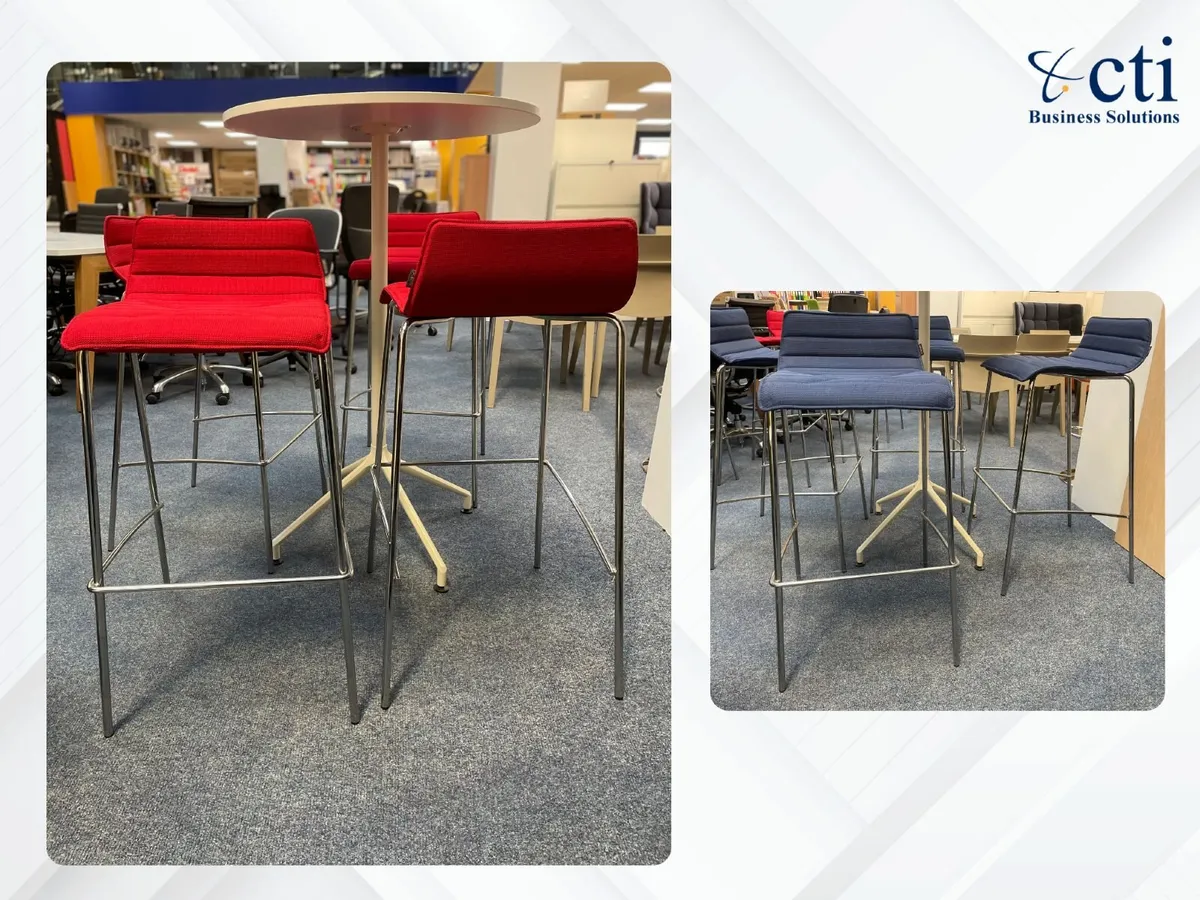28 X Red/Blue "Pledge" Office High Stools- Grade A - Image 3