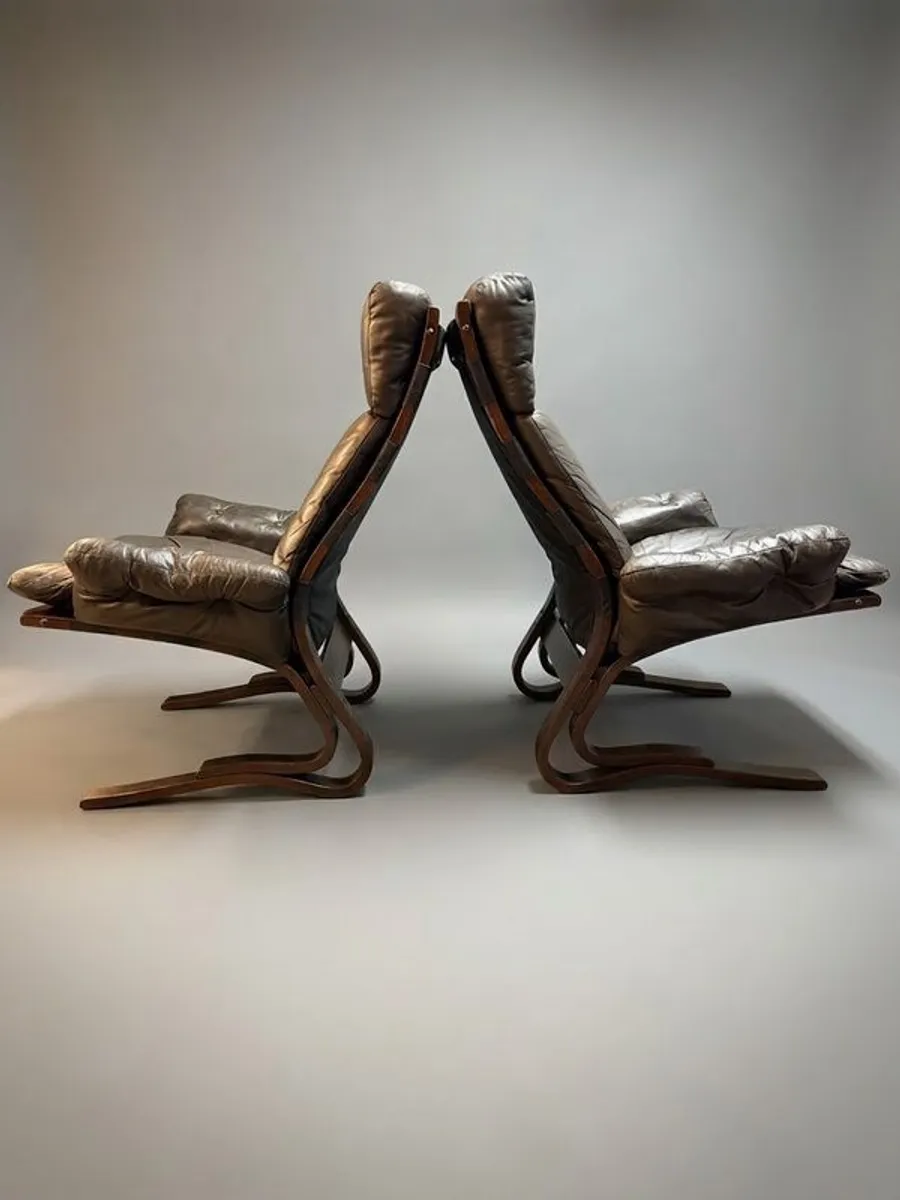 1970s Norwegian Rykken & Co Attributed Leather Lounge Chair Set - Image 3
