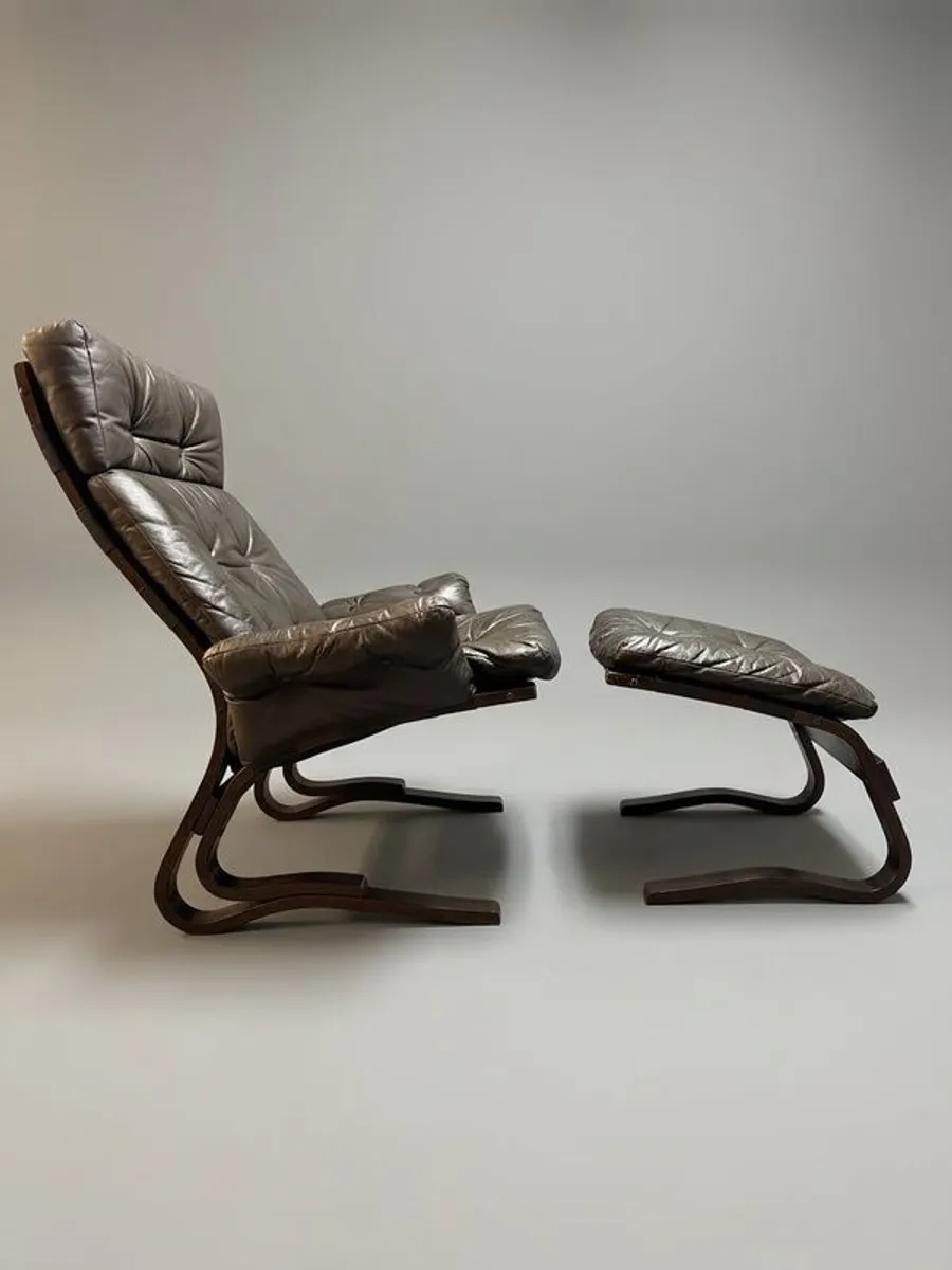 1970s Norwegian Rykken & Co Attributed Leather Lounge Chair Set - Image 4