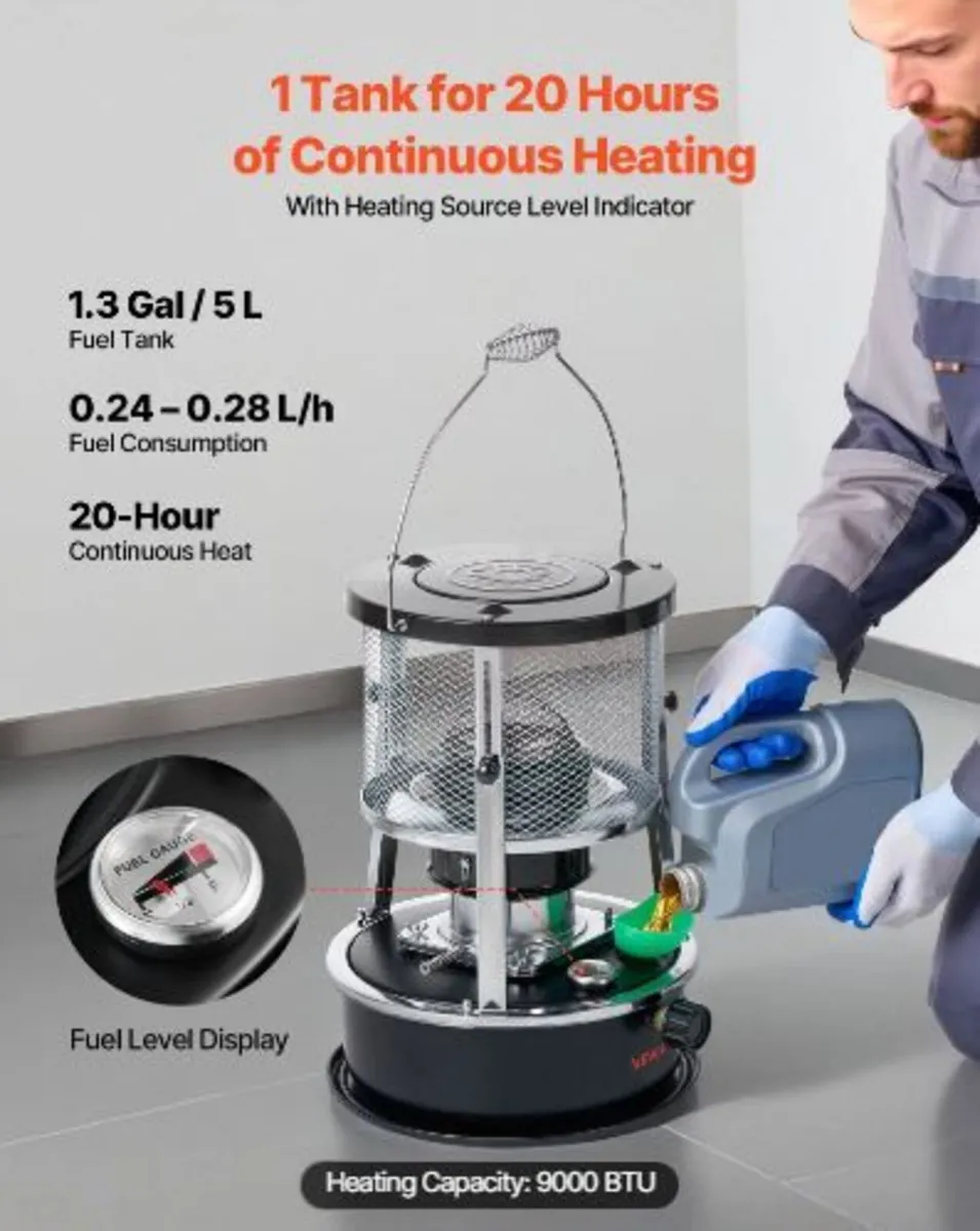 9000 BTU Portable Kerosene Heater & Stove - Image 2