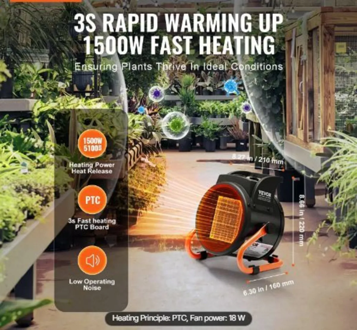 Greenhouse Heater, 2000W - Image 3