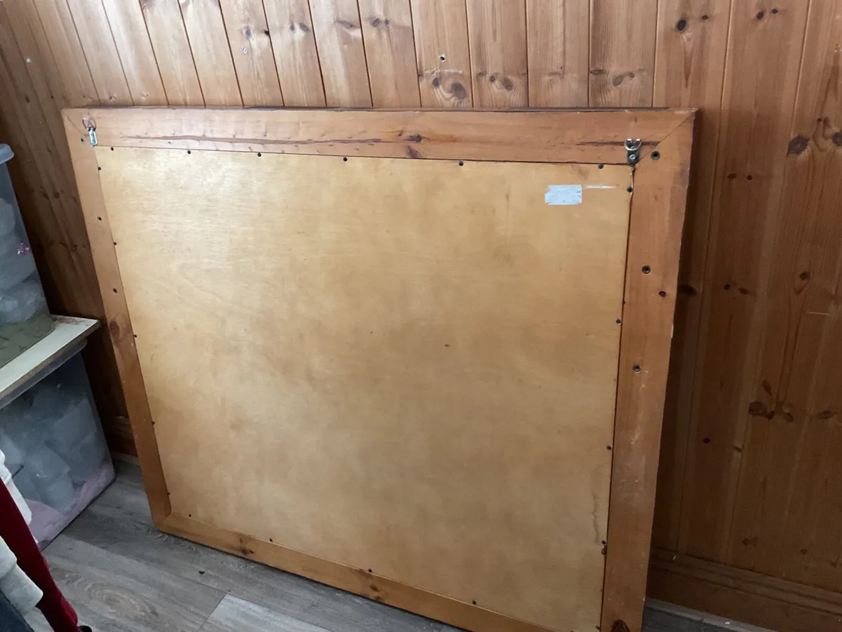 Large oak framed bevelled mirror - Image 3